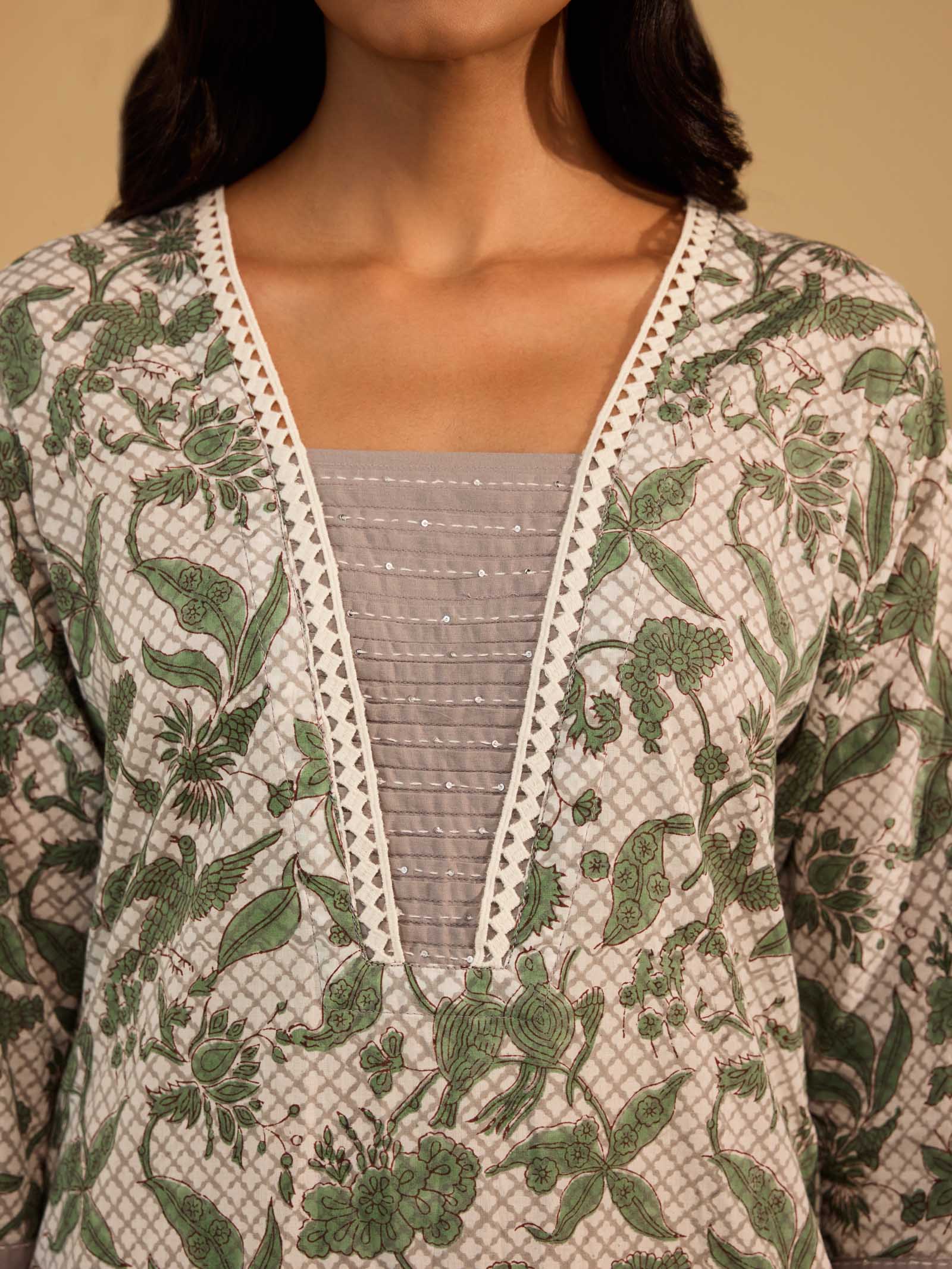 Parakeets Cotton Kurta