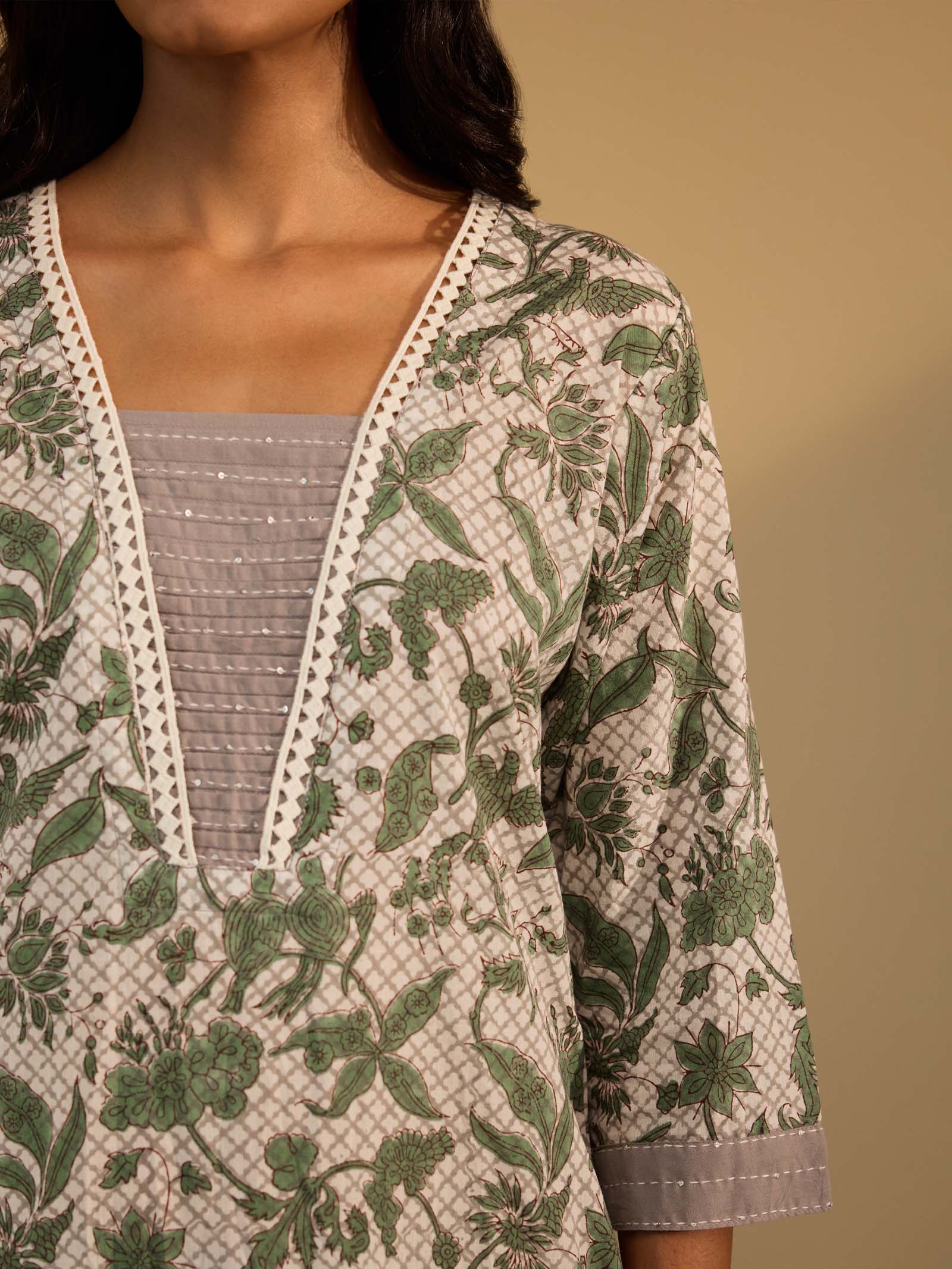 Parakeets Cotton Kurta