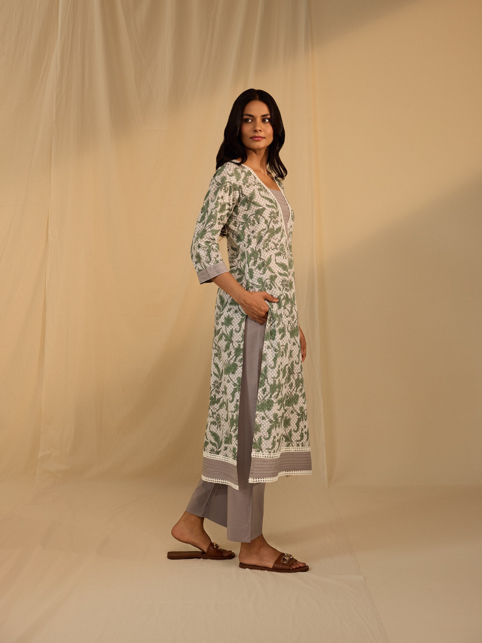 Parakeets Cotton Kurta