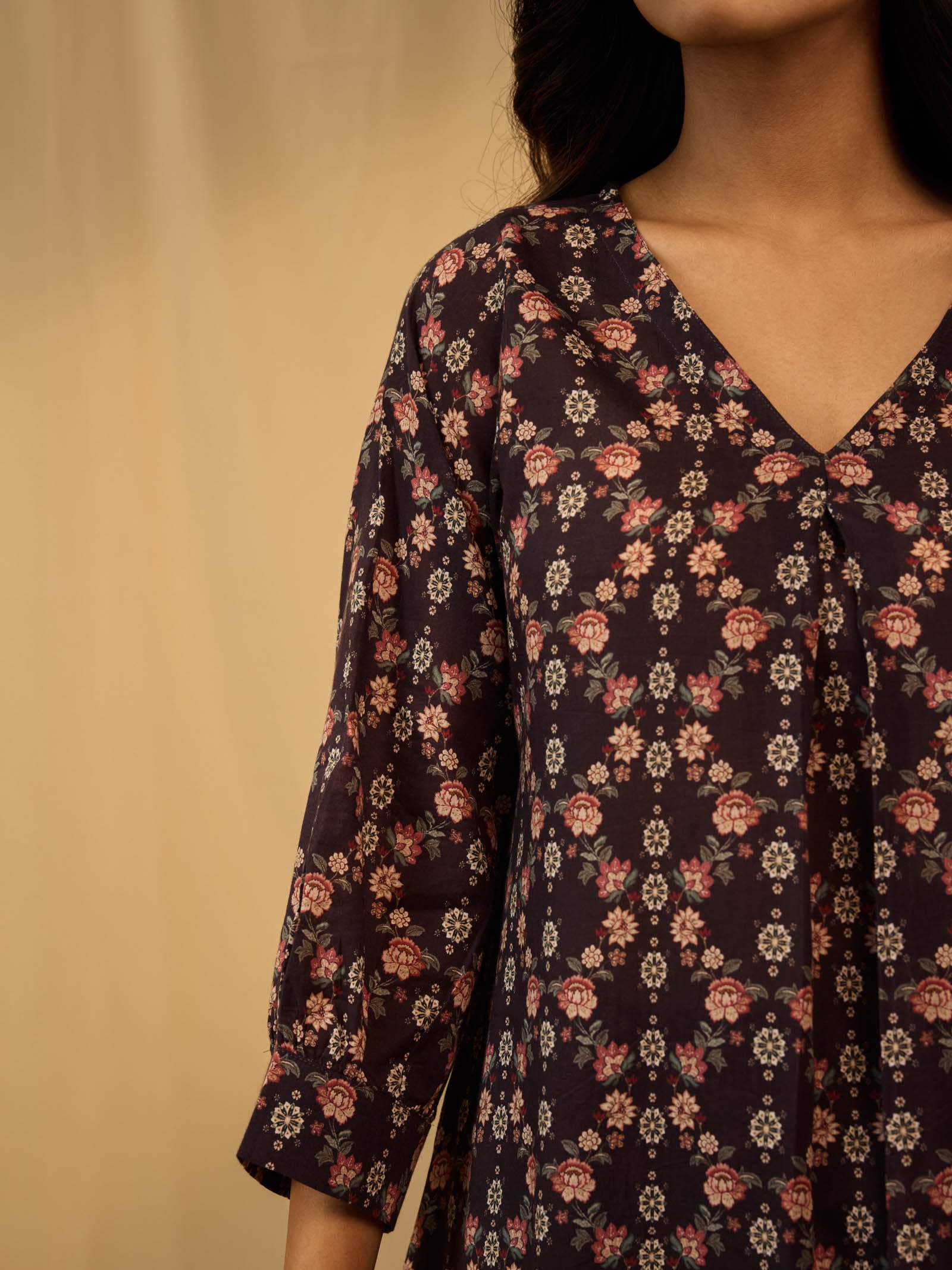 Roasted Coffee Voile Kurta