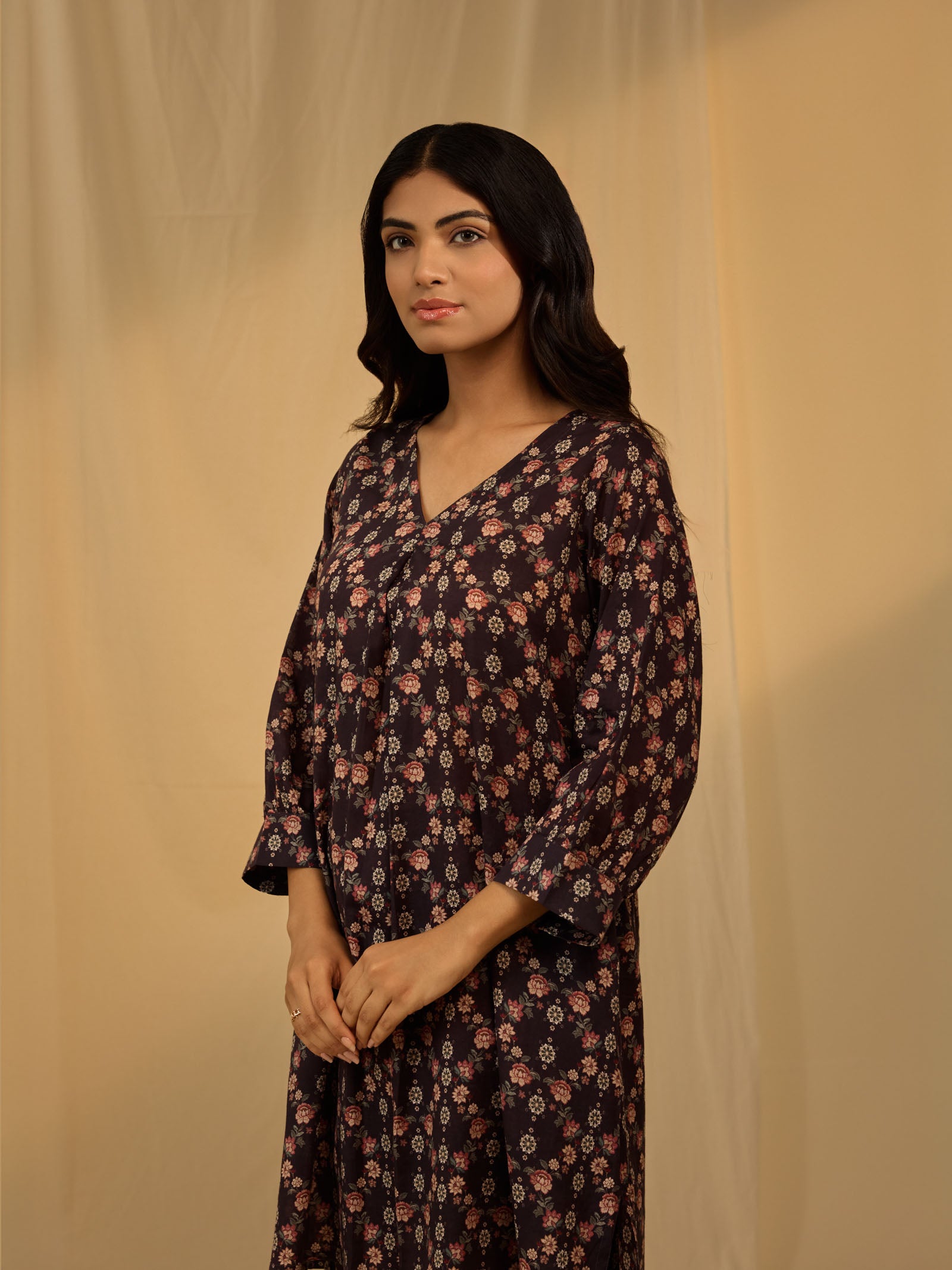 Roasted Coffee Voile Kurta