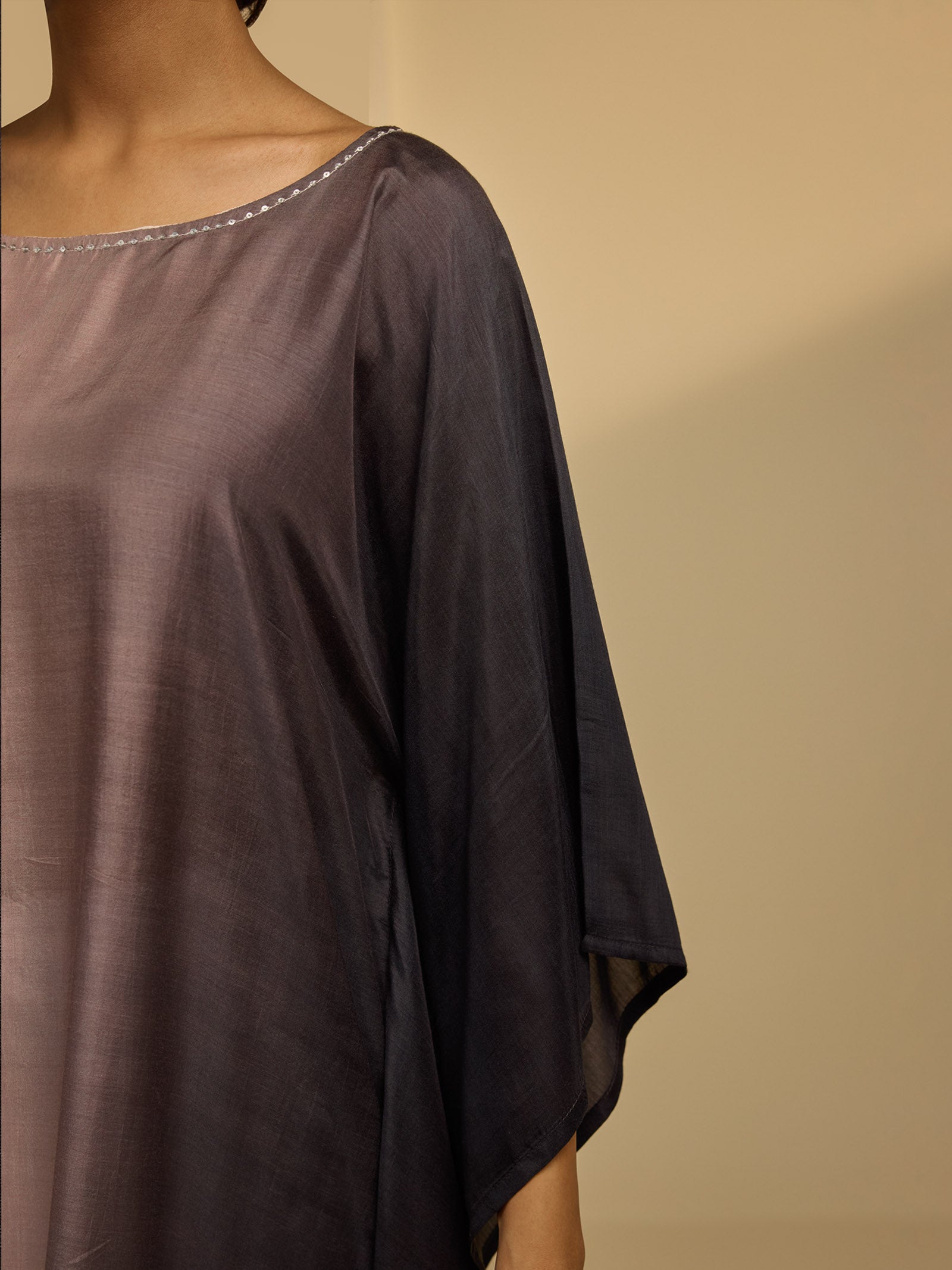 Ombre Black Silk Kaftan