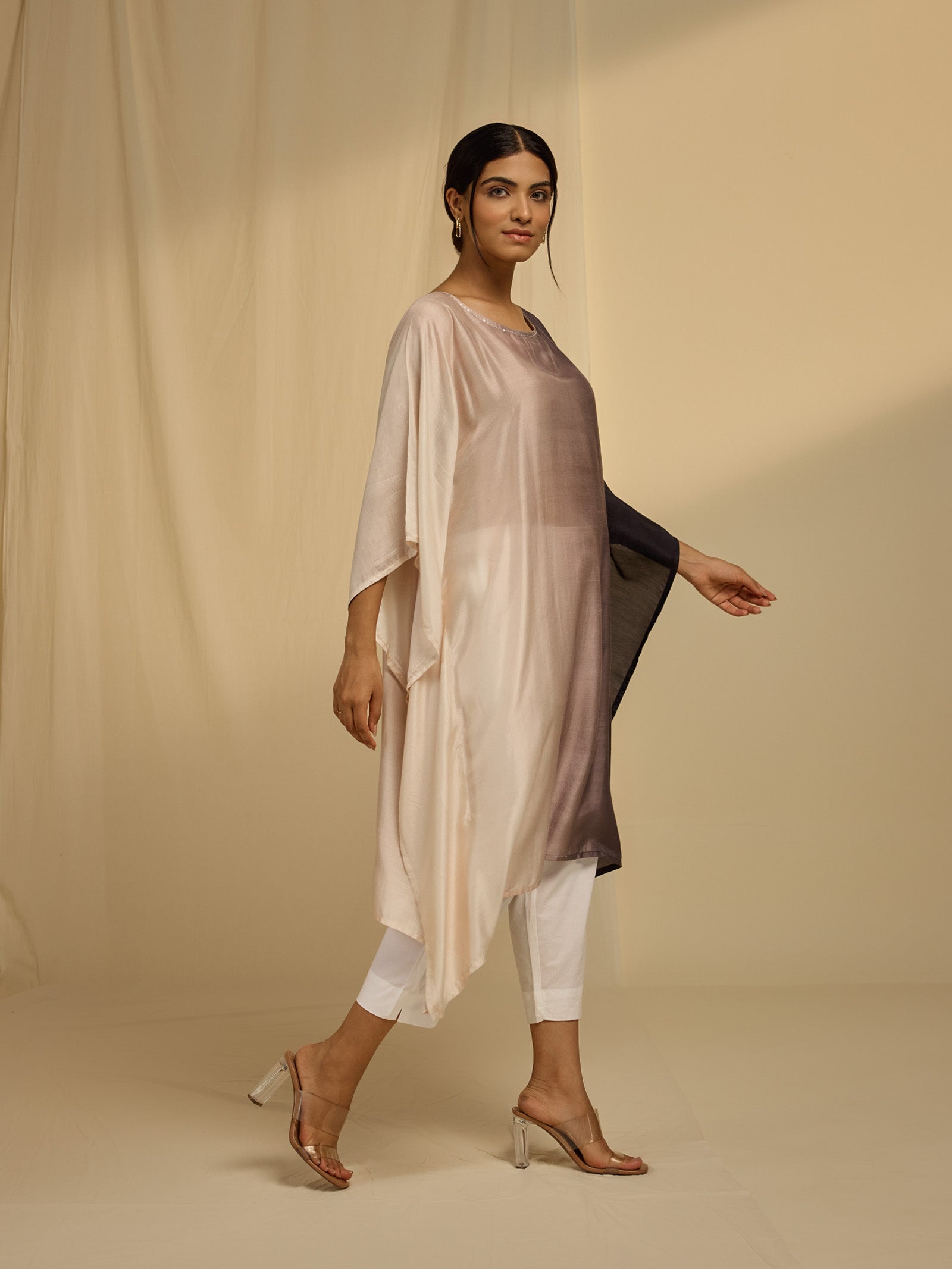 Ombre Black Silk Kaftan