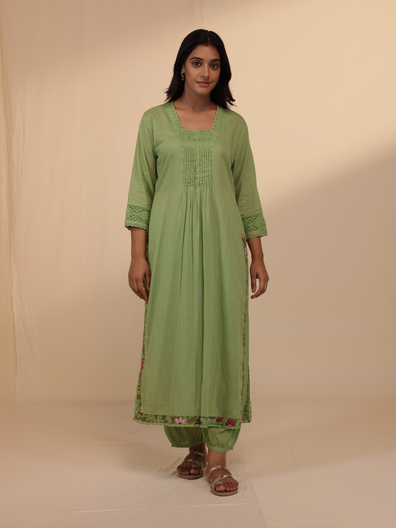 Nettle Green Voile Kurta