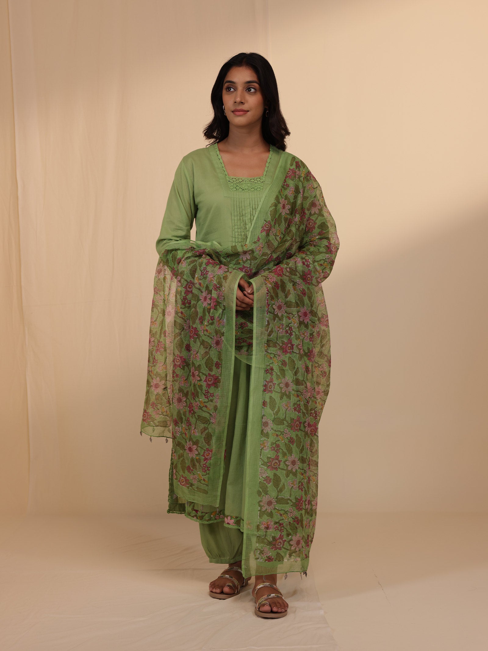 Nettle Green Voile Kurta