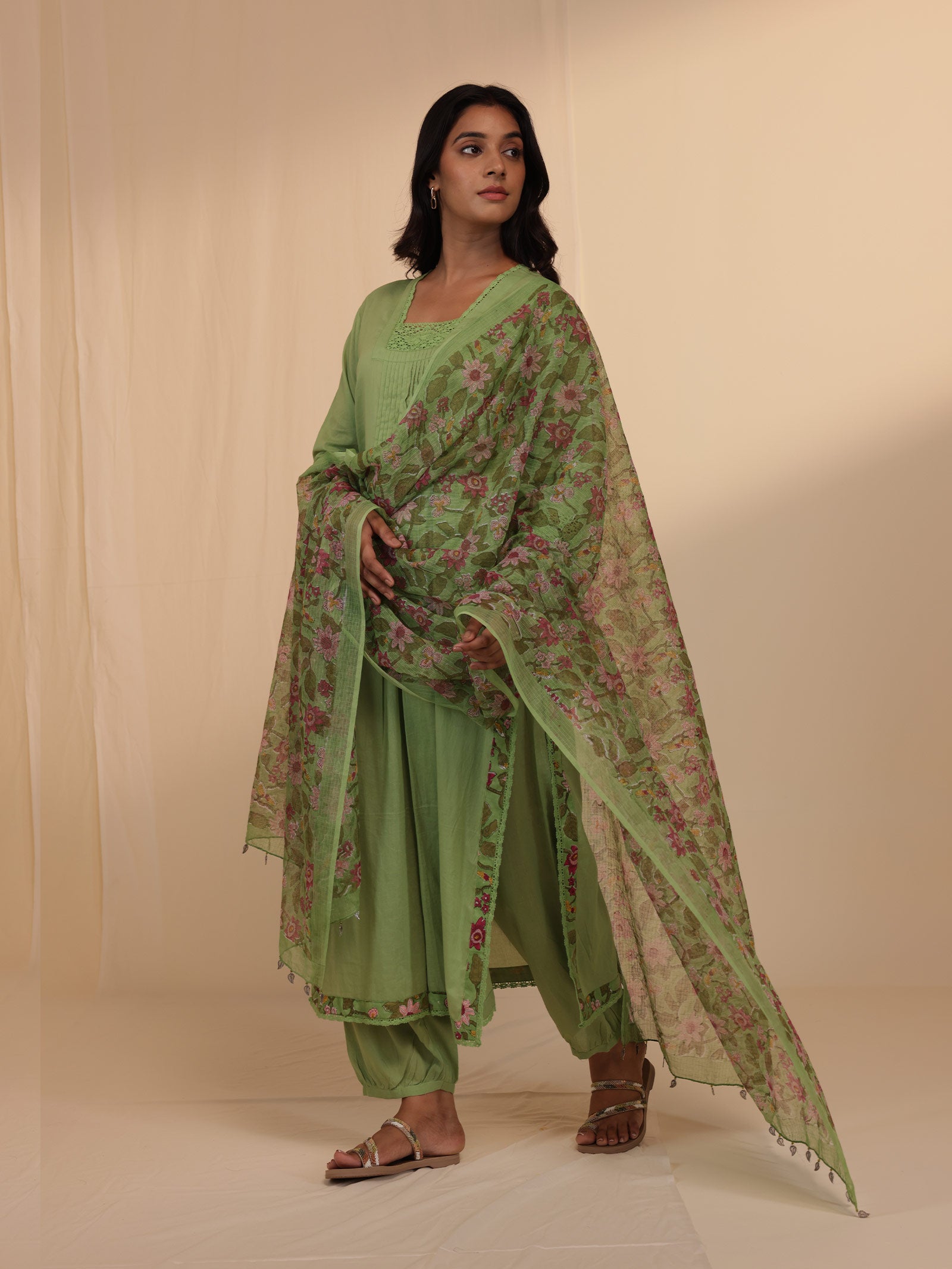Nettle Green Voile Kurta