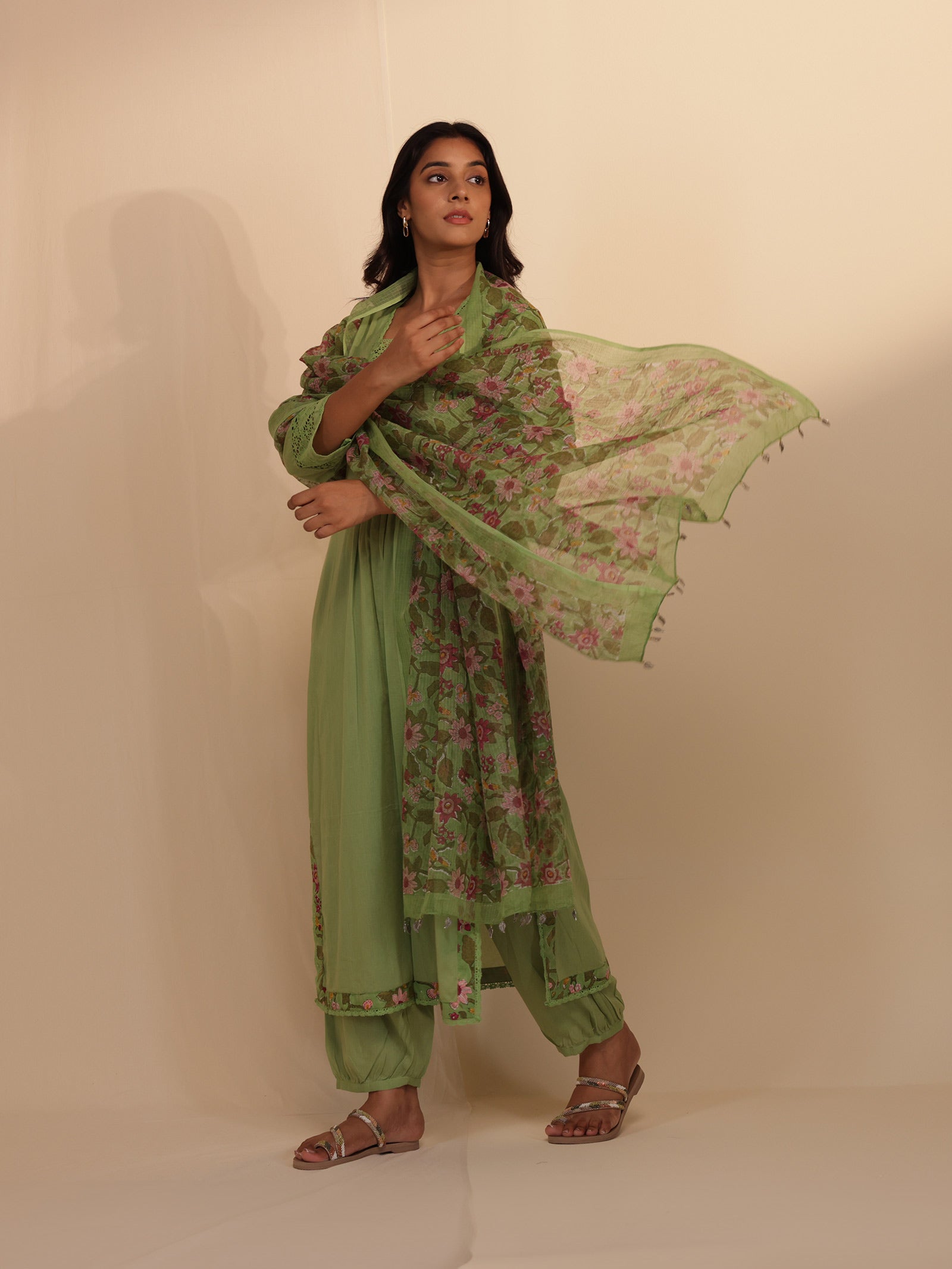 Nettle Green Voile Kurta