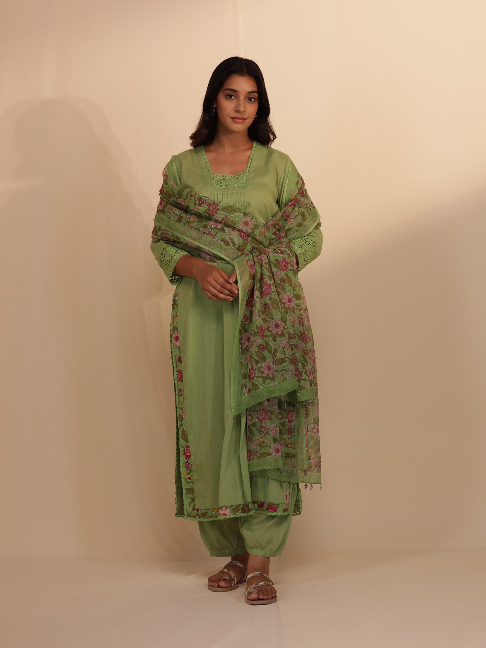 Nettle Green Voile Kurta