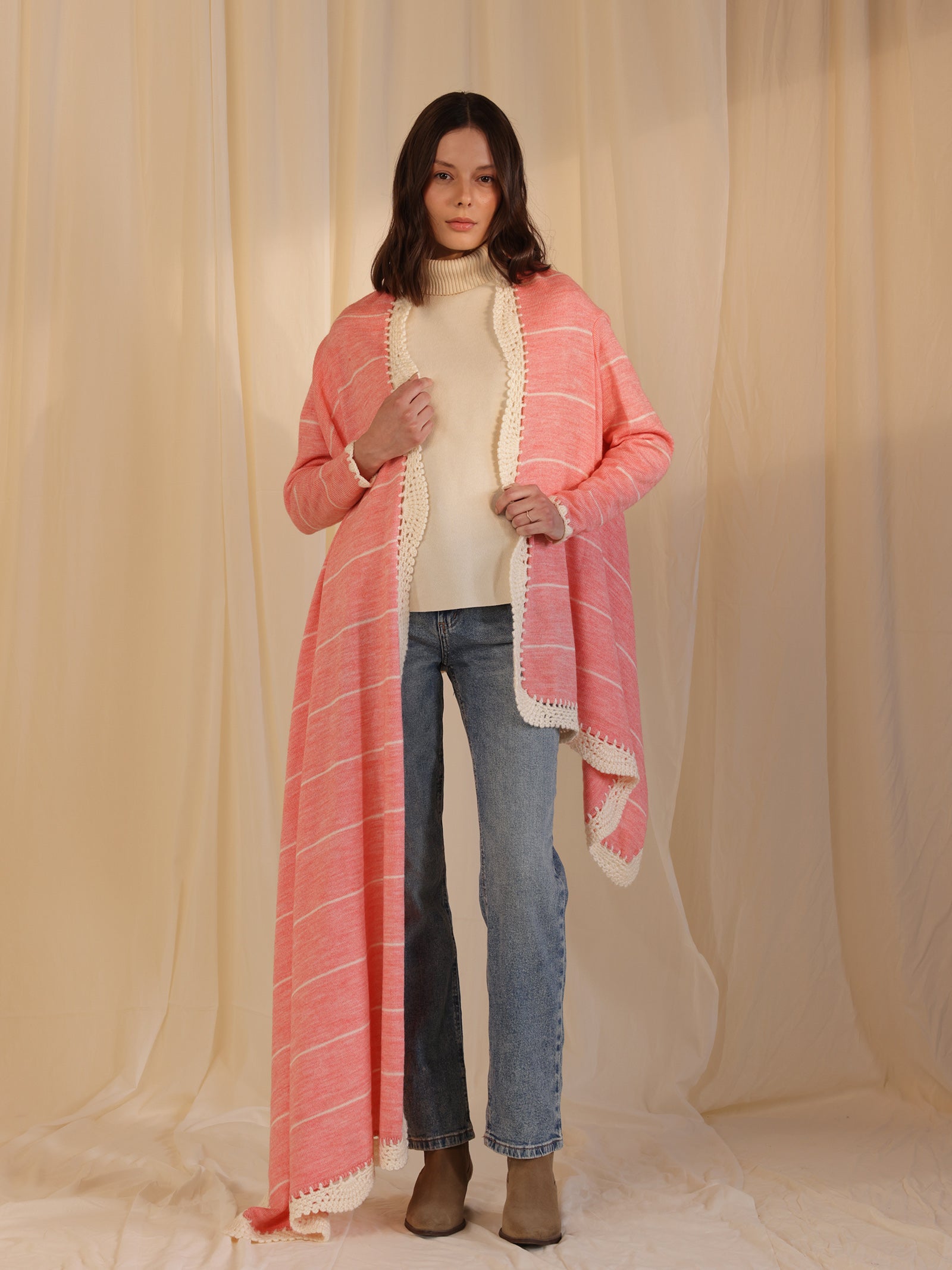 Woolen Fun Factor Shrug - Pink