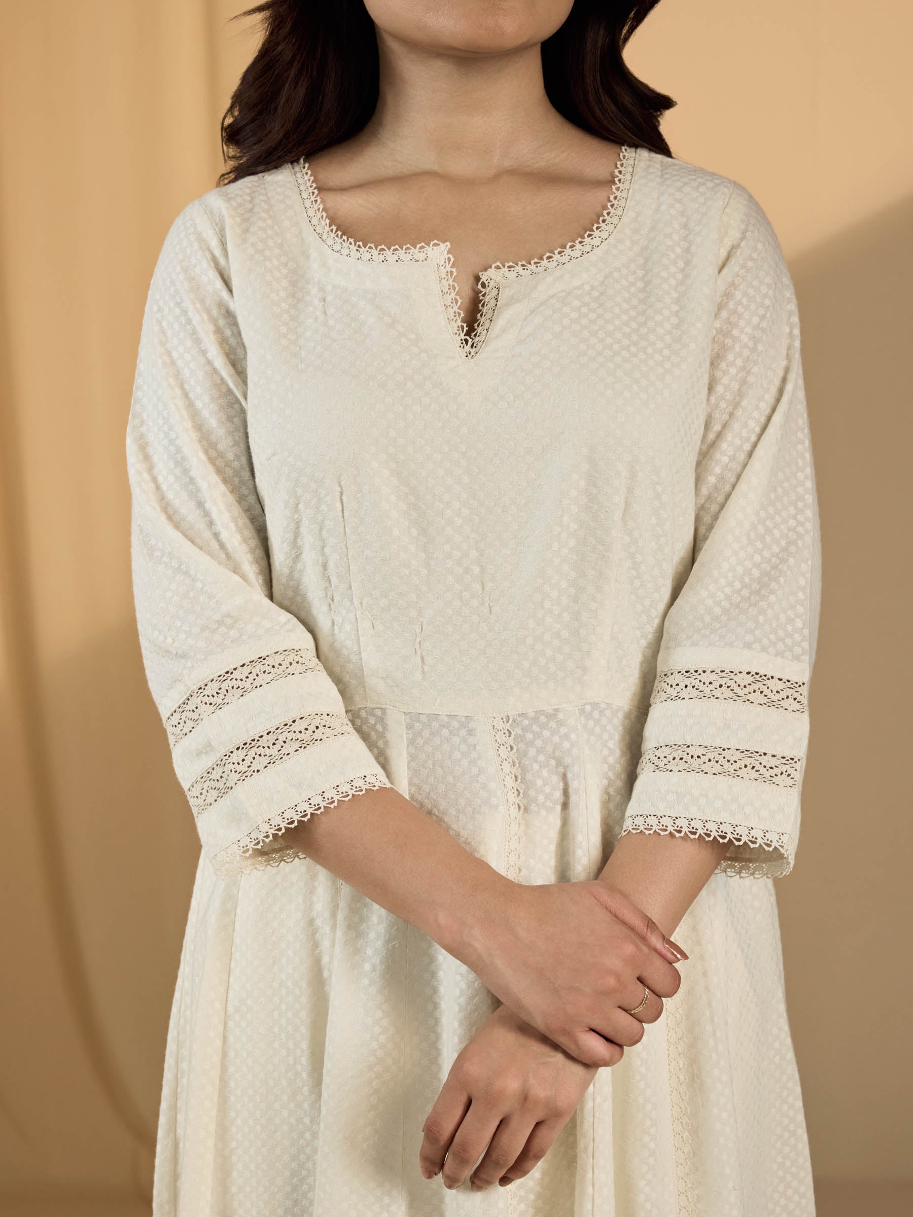 Raw Ecru Flared Cotton Kurta