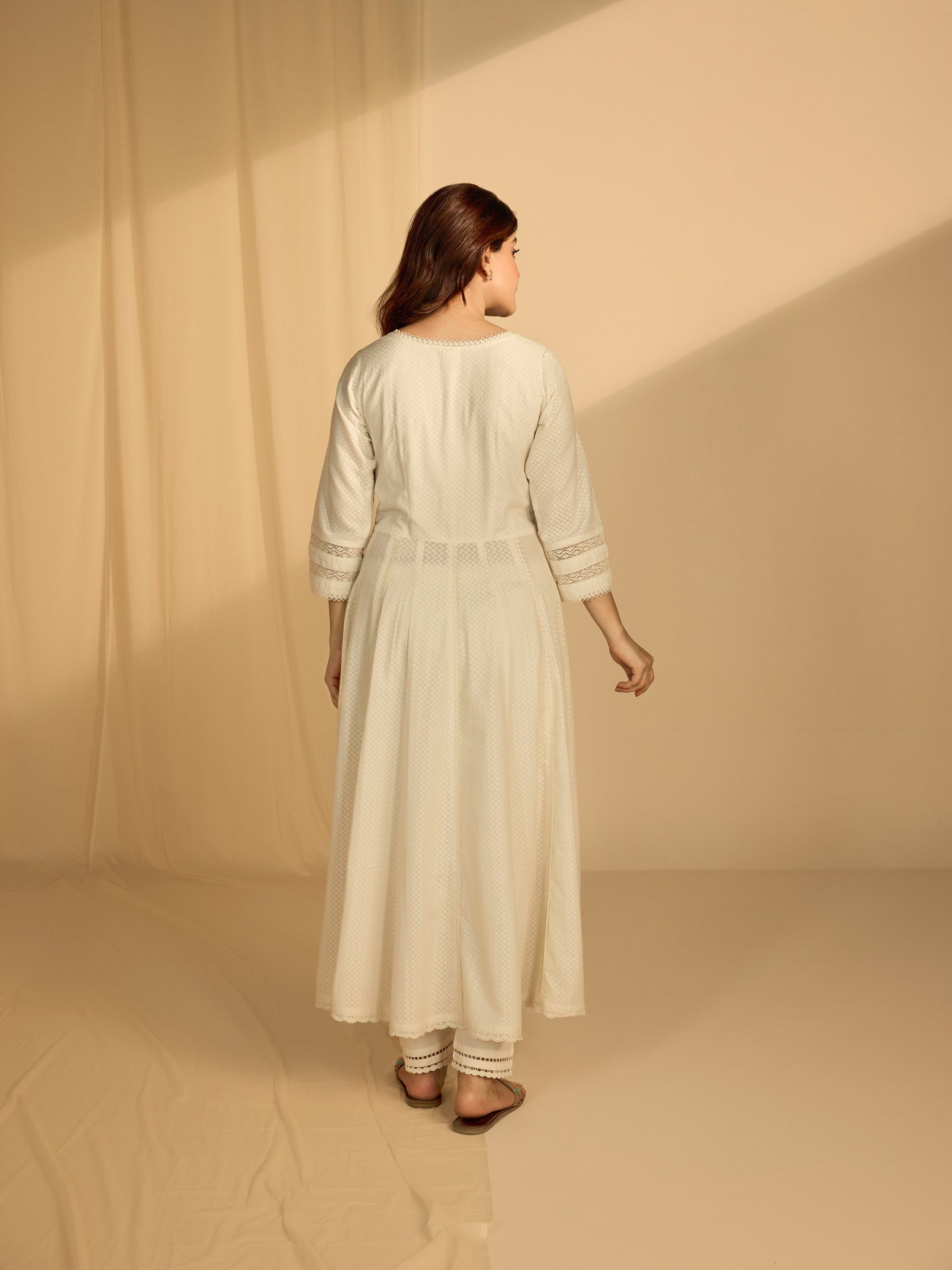 Raw Ecru Flared Cotton Kurta