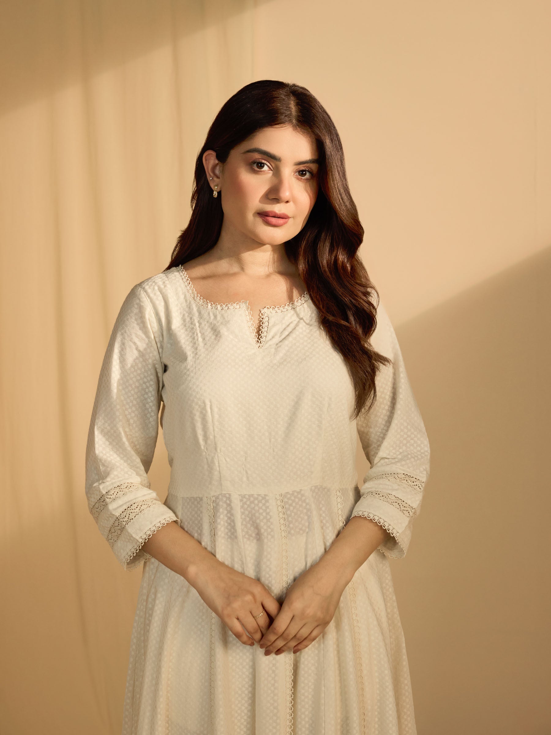 Raw Ecru Flared Cotton Kurta