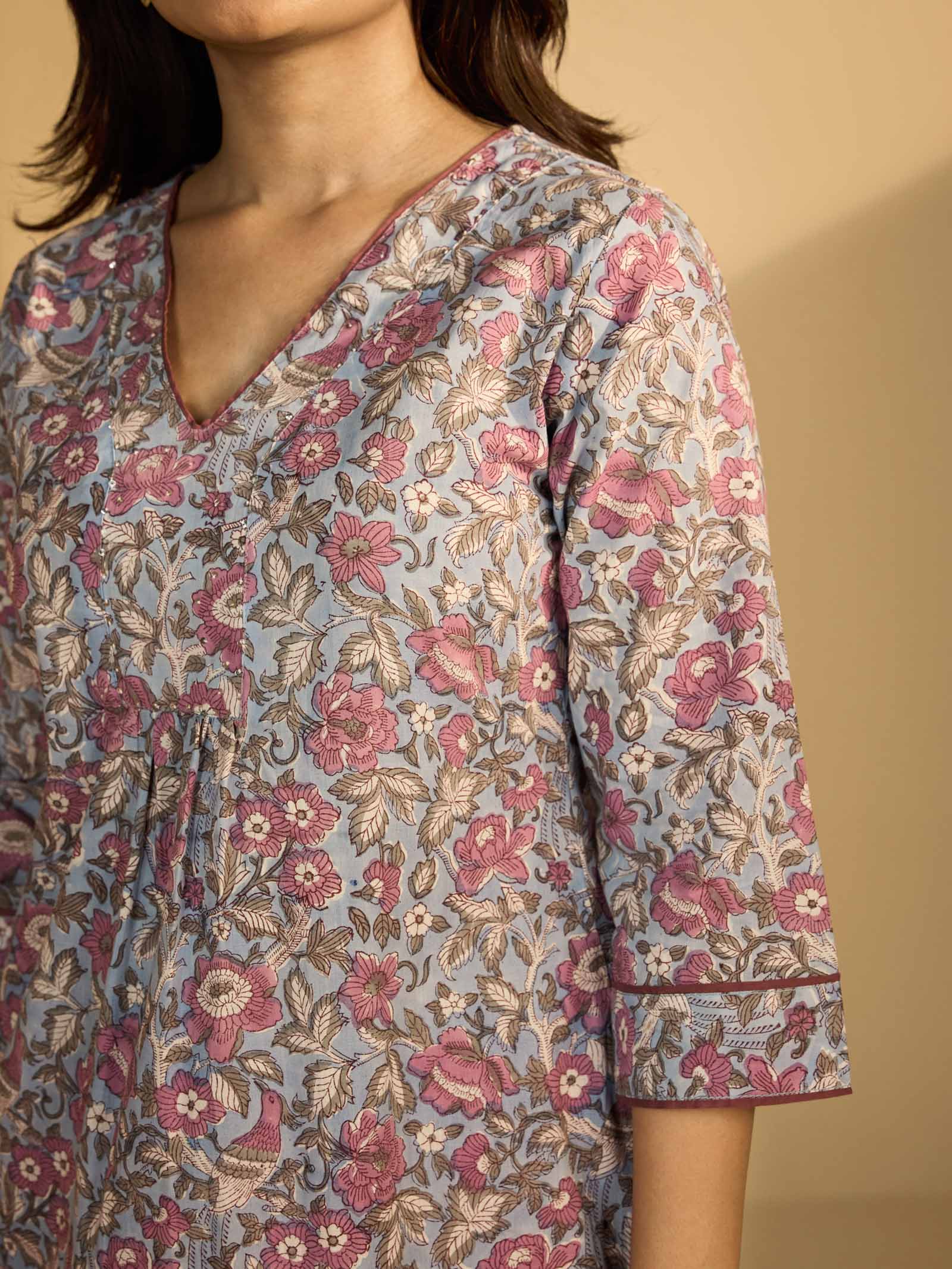 Blue Birds Cotton Kurta