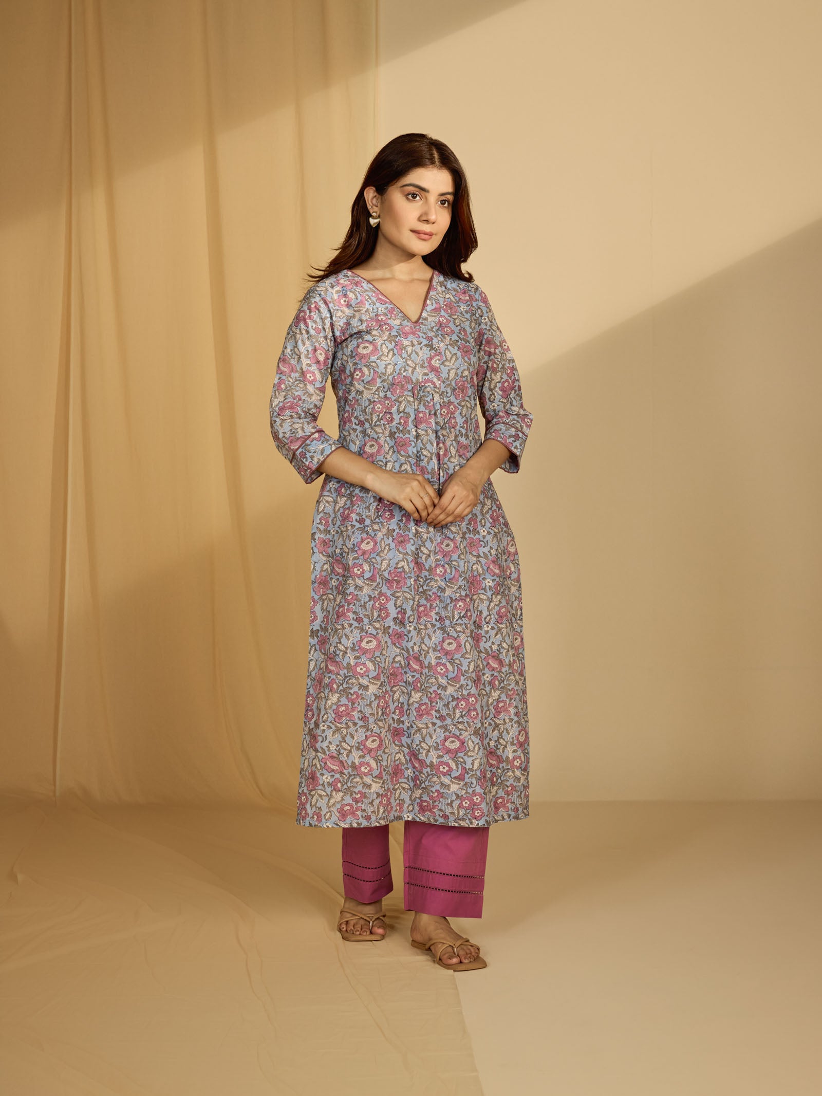 Blue Birds Cotton Kurta