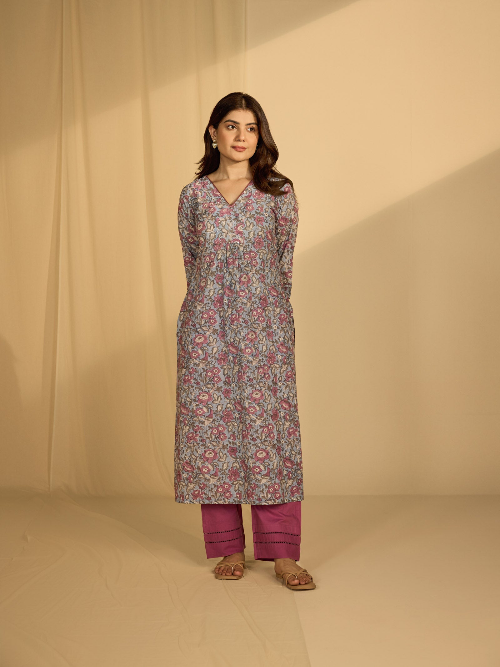 Blue Birds Cotton Kurta