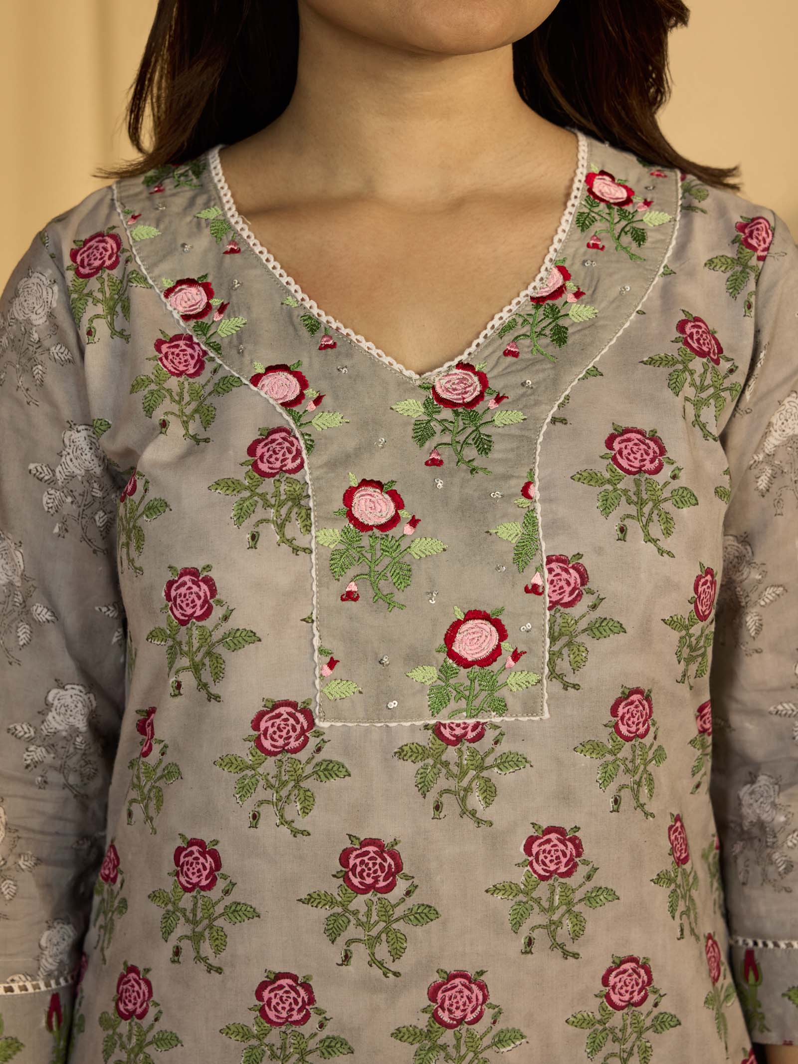 Dove Grey Cotton Kurta