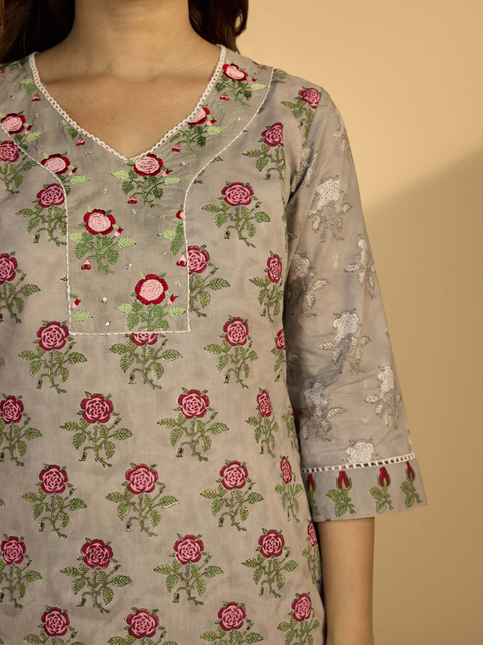 Dove Grey Cotton Kurta