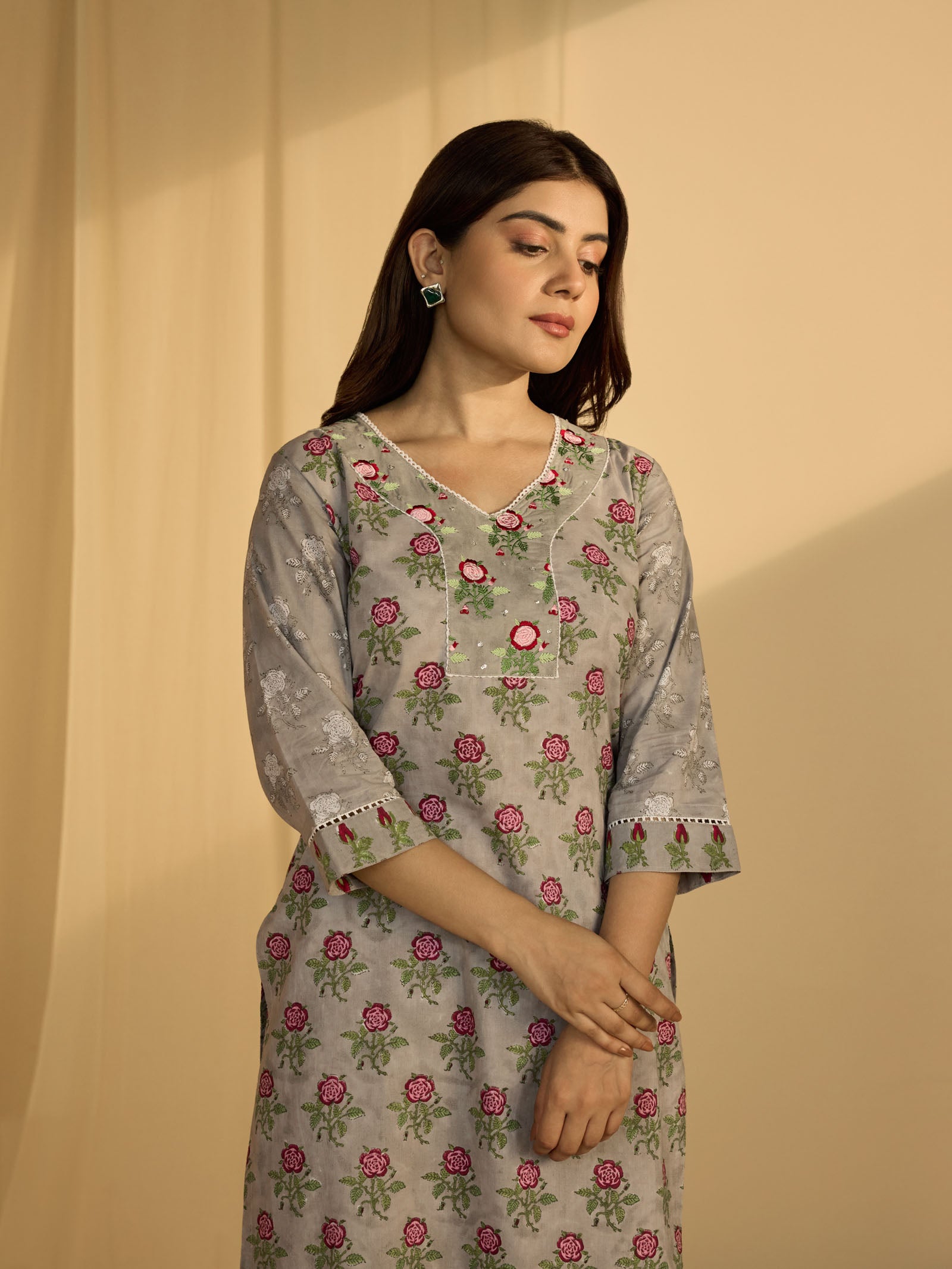 Dove Grey Cotton Kurta