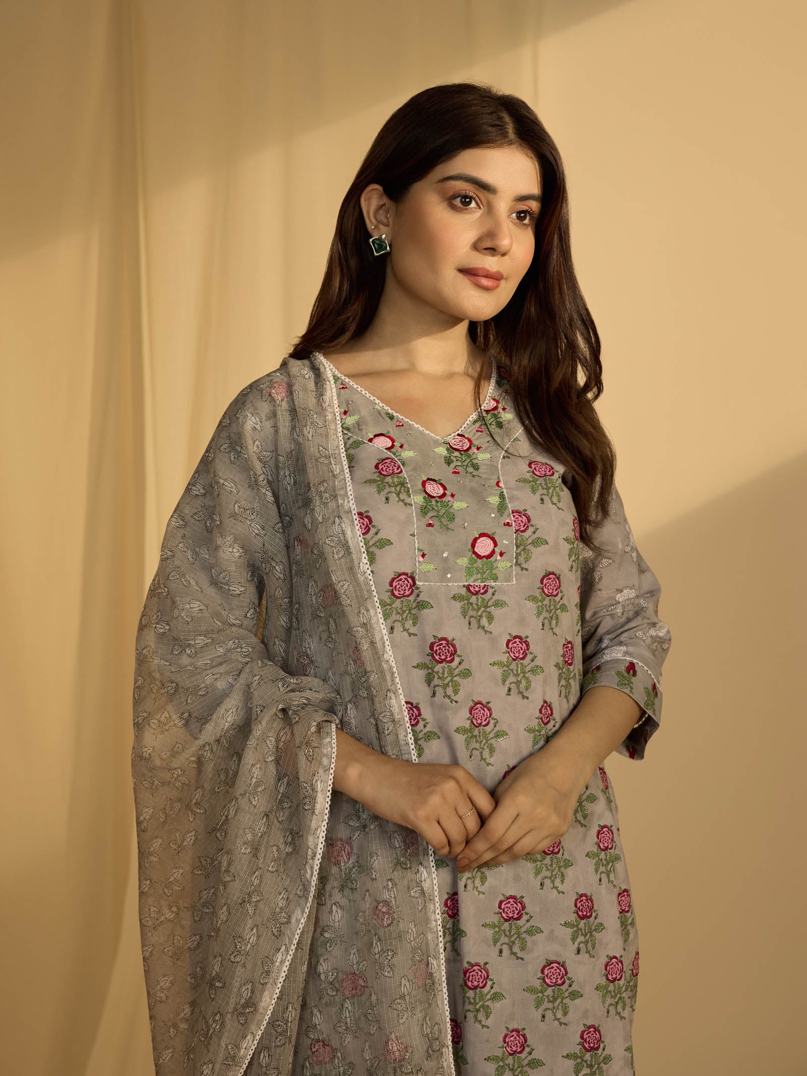Dove Grey Kota Dupatta