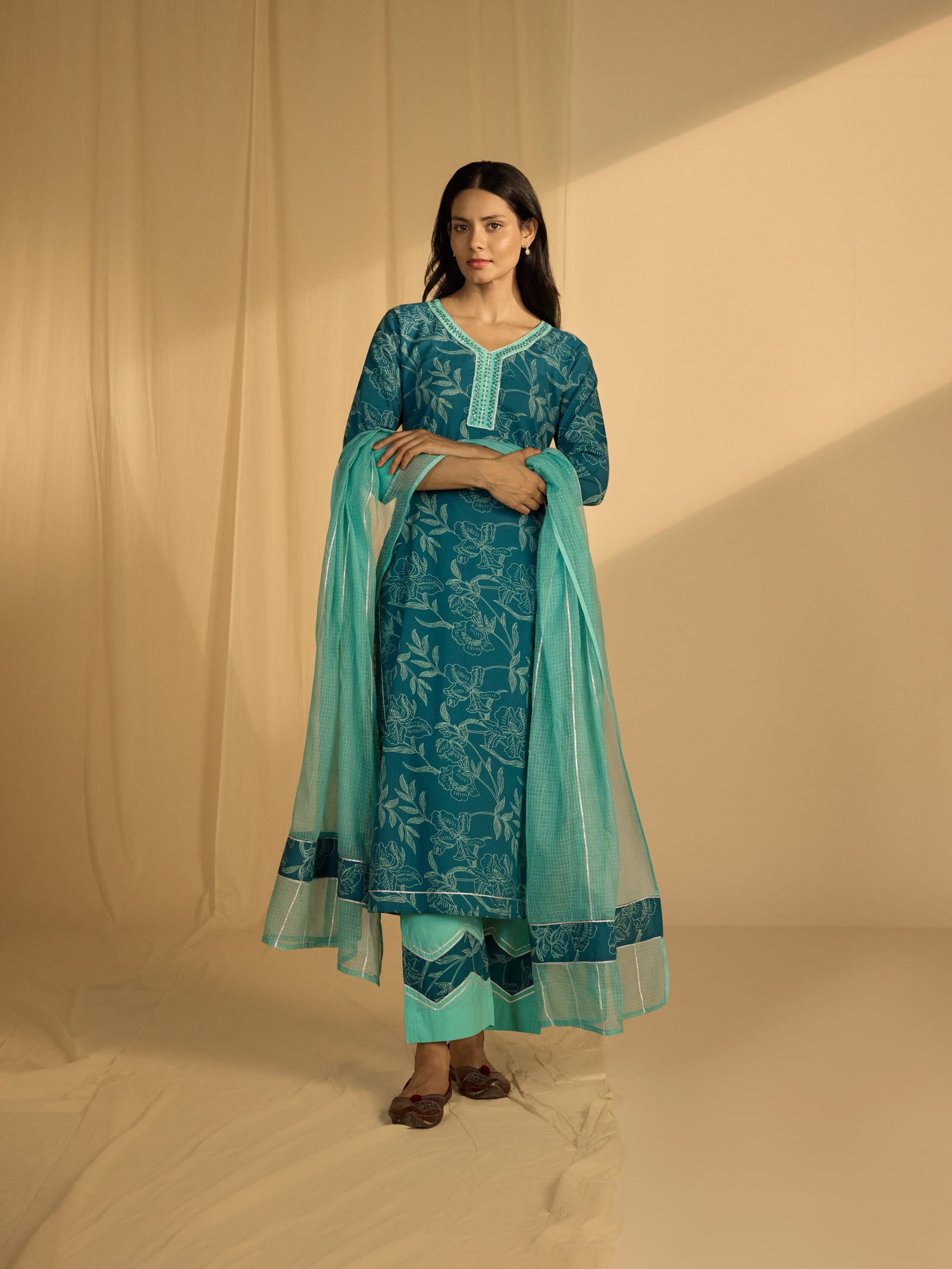 Teal Kota Dupatta