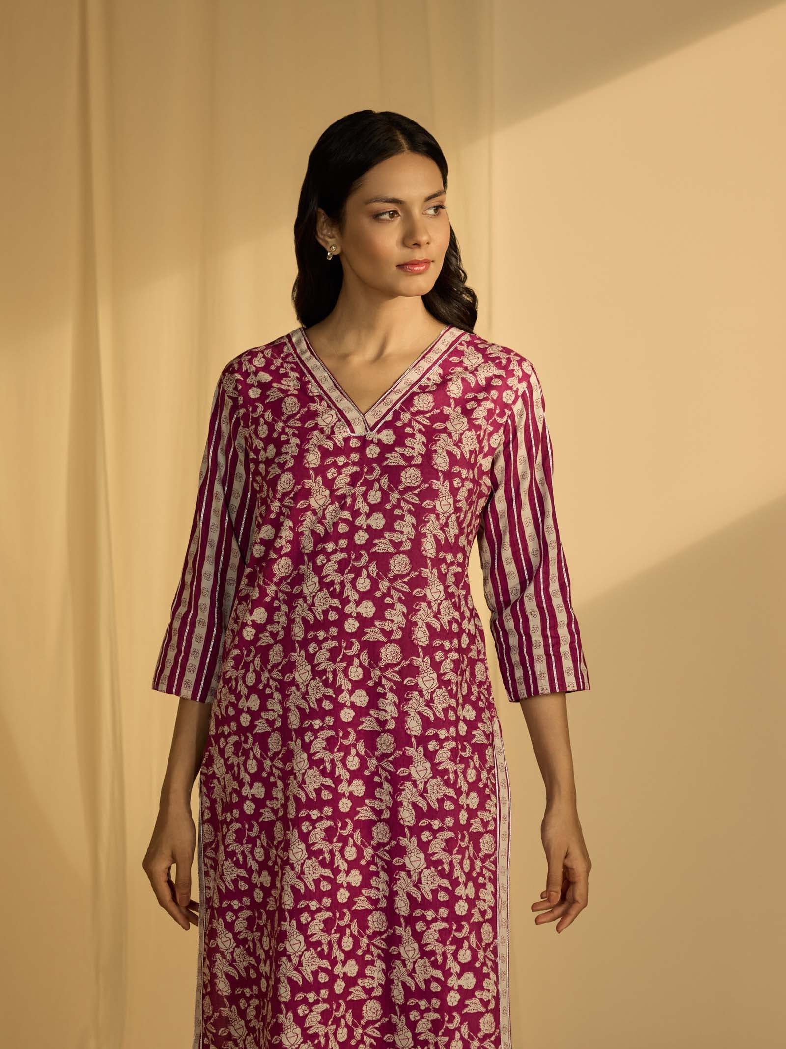 Purple Ink Cotton Kurta