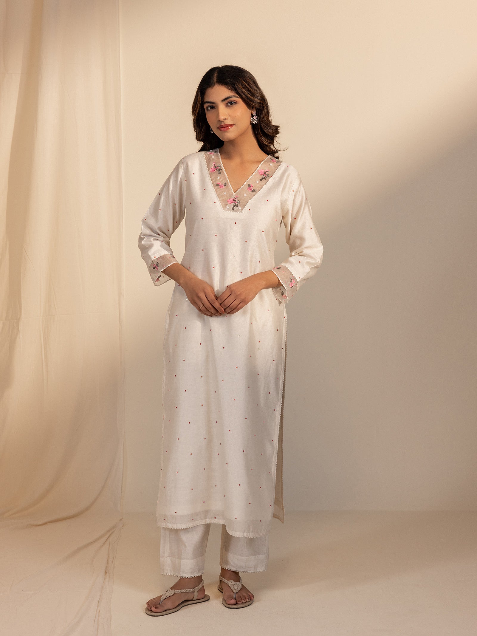 Pearl Petals Chanderi Kurta