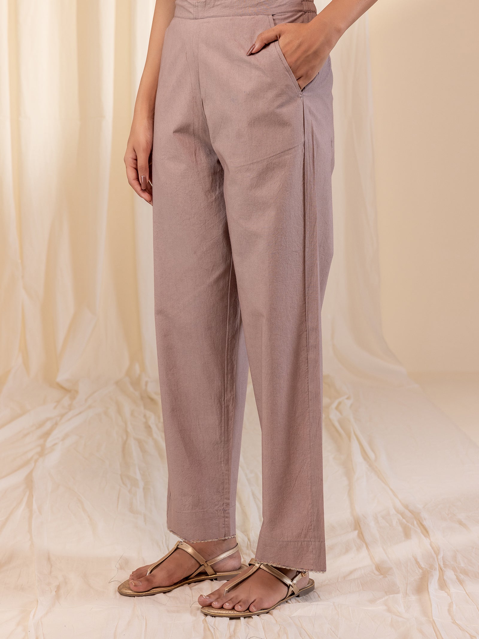 Celebration Mauve Cotton Straight Pant
