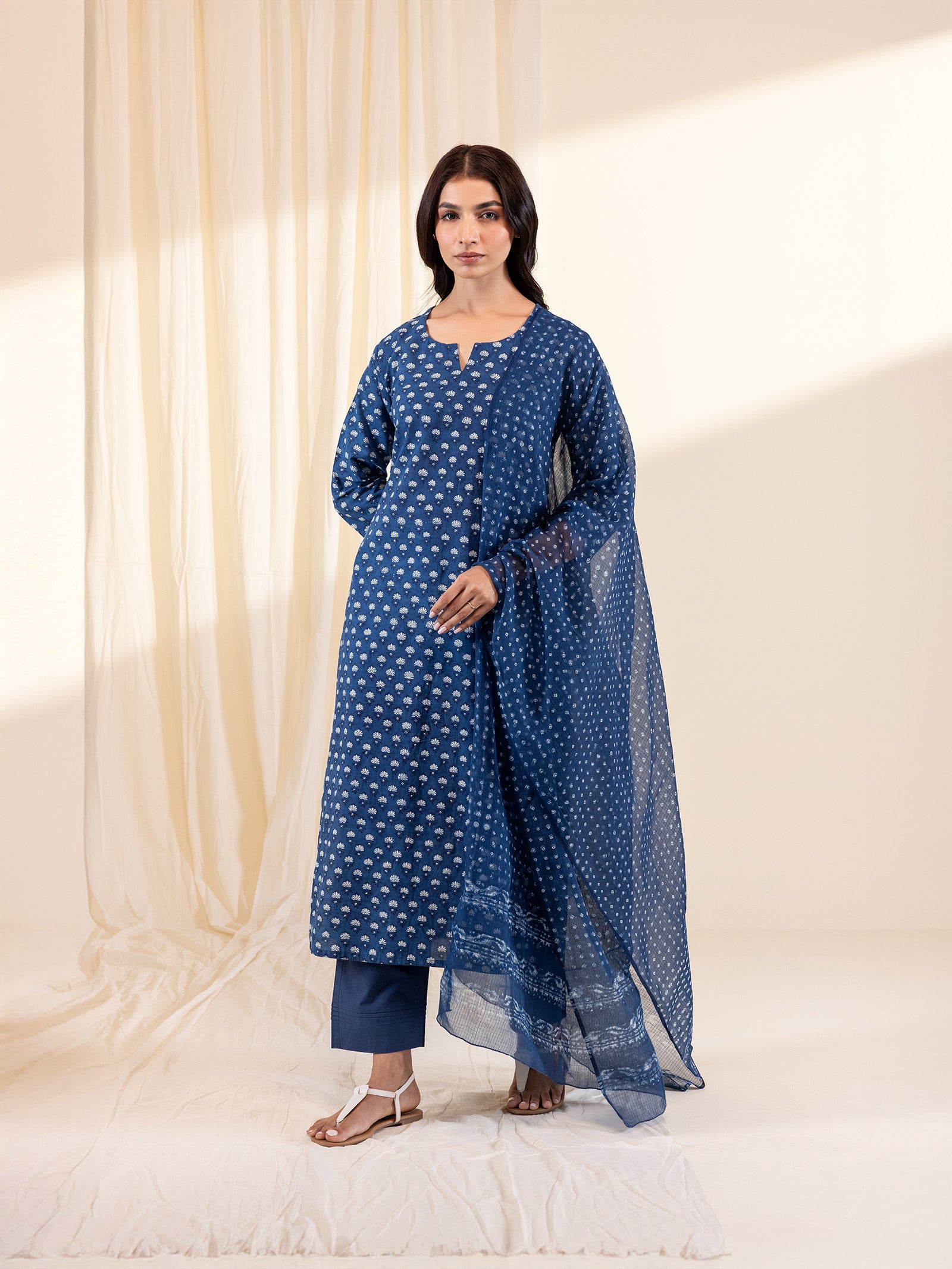 Indigo Diamonds Cotton Kurta