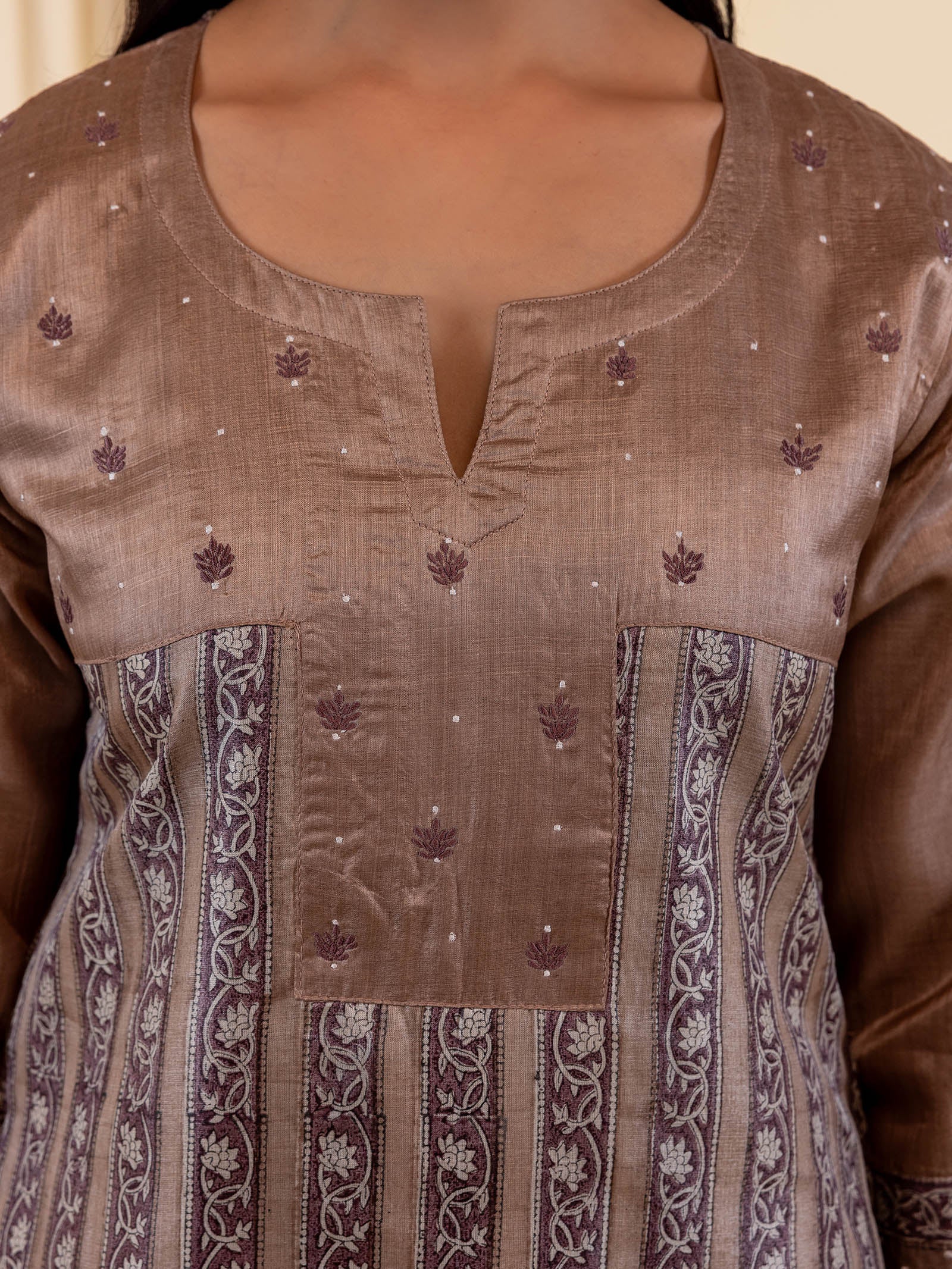 Chocolate Tussar Silk Kurta