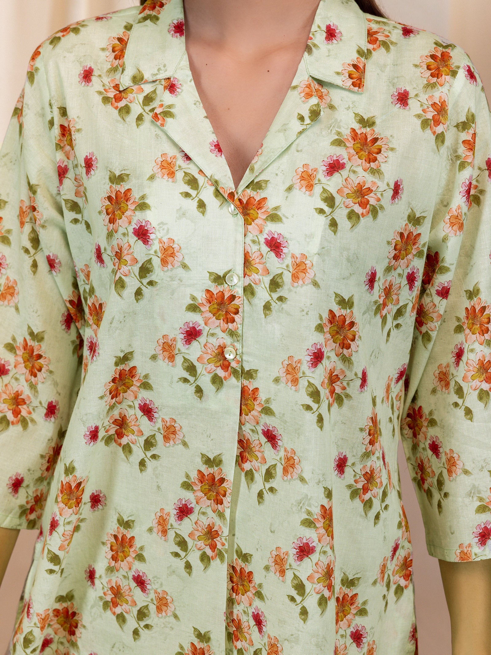 English Green Voile Night Suit