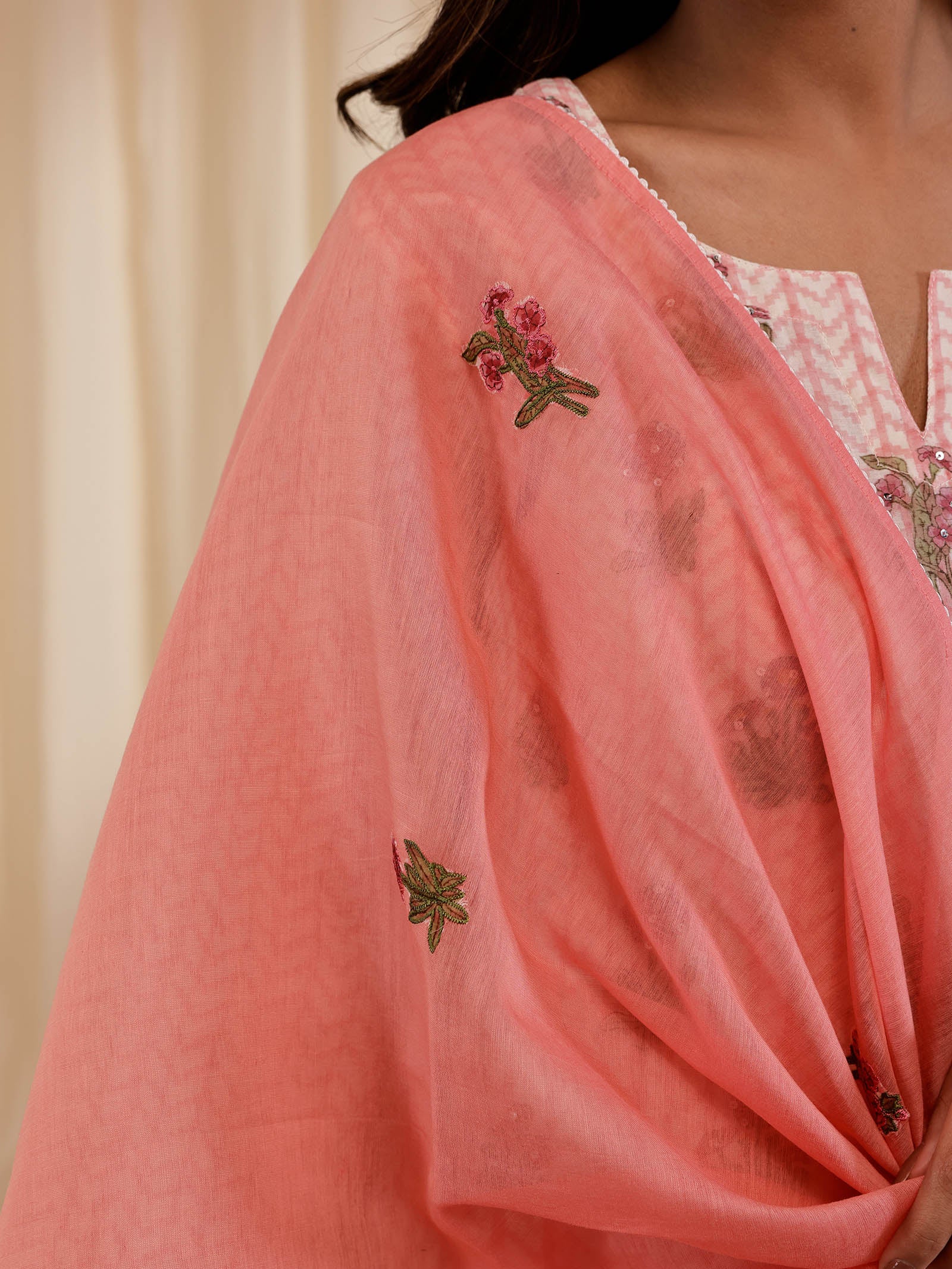 Fussy Fusion Peach Chanderi Dupatta