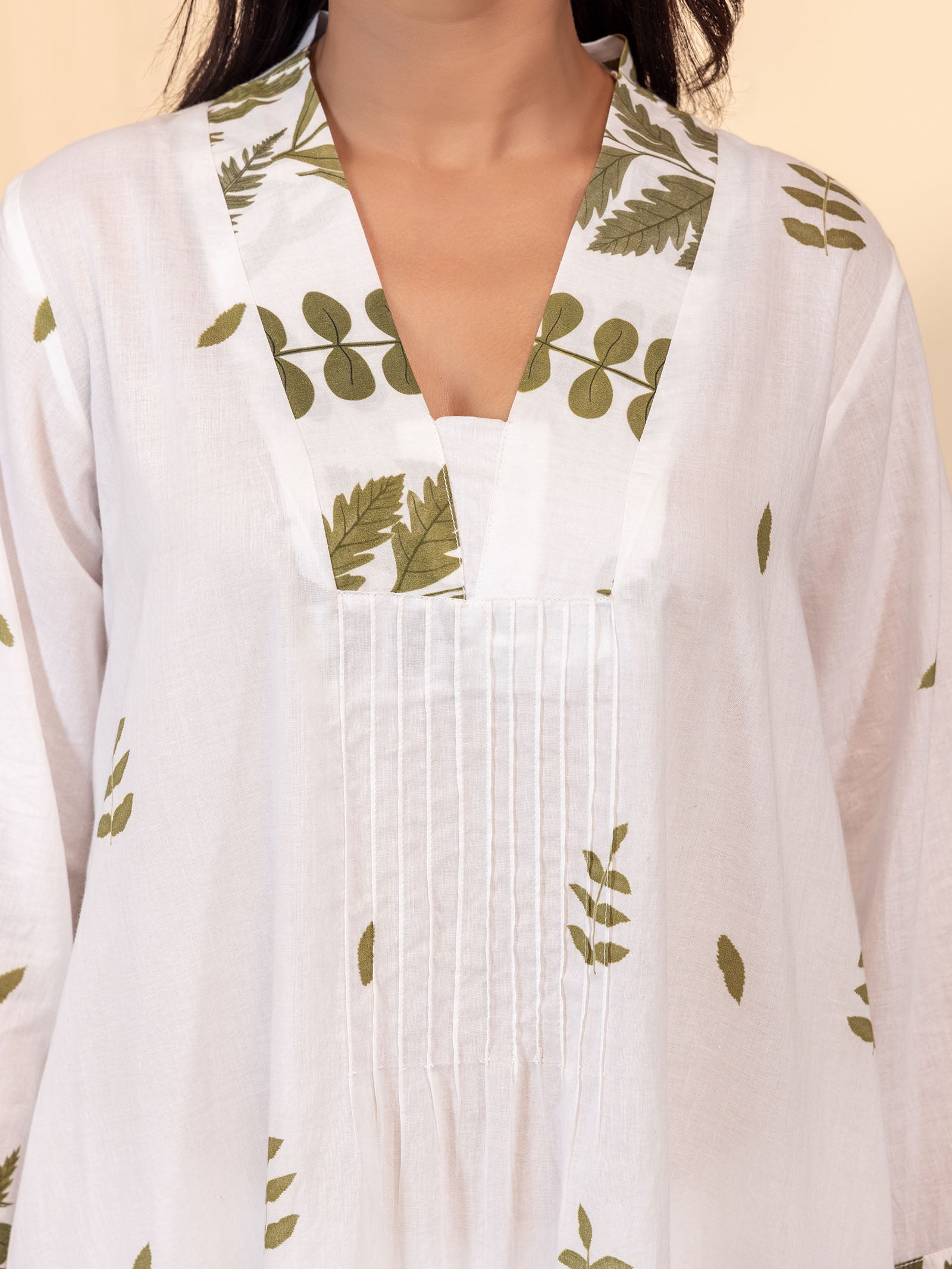 Green Leaves Cotton Kurta