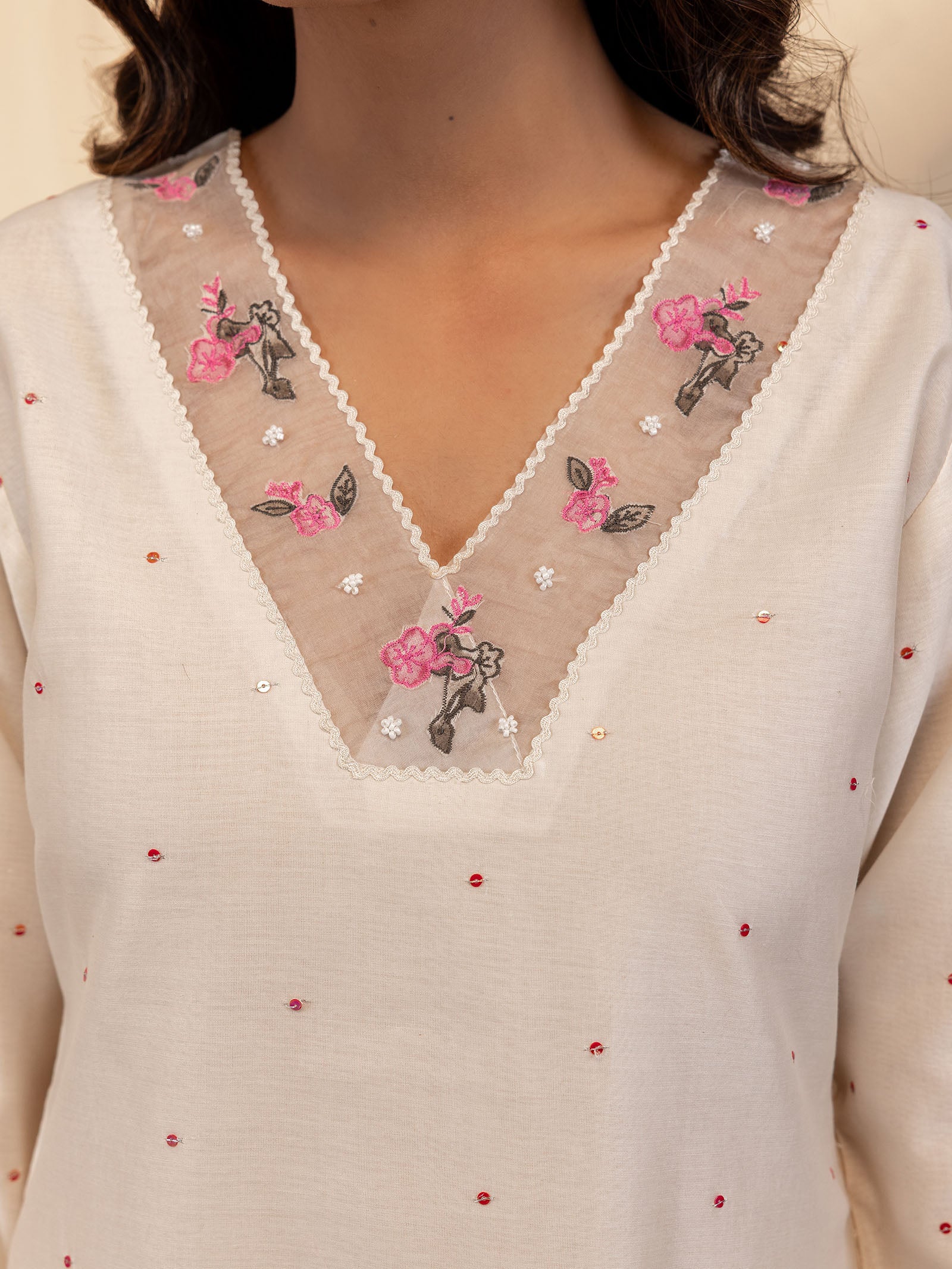 Pearl Petals Chanderi Kurta