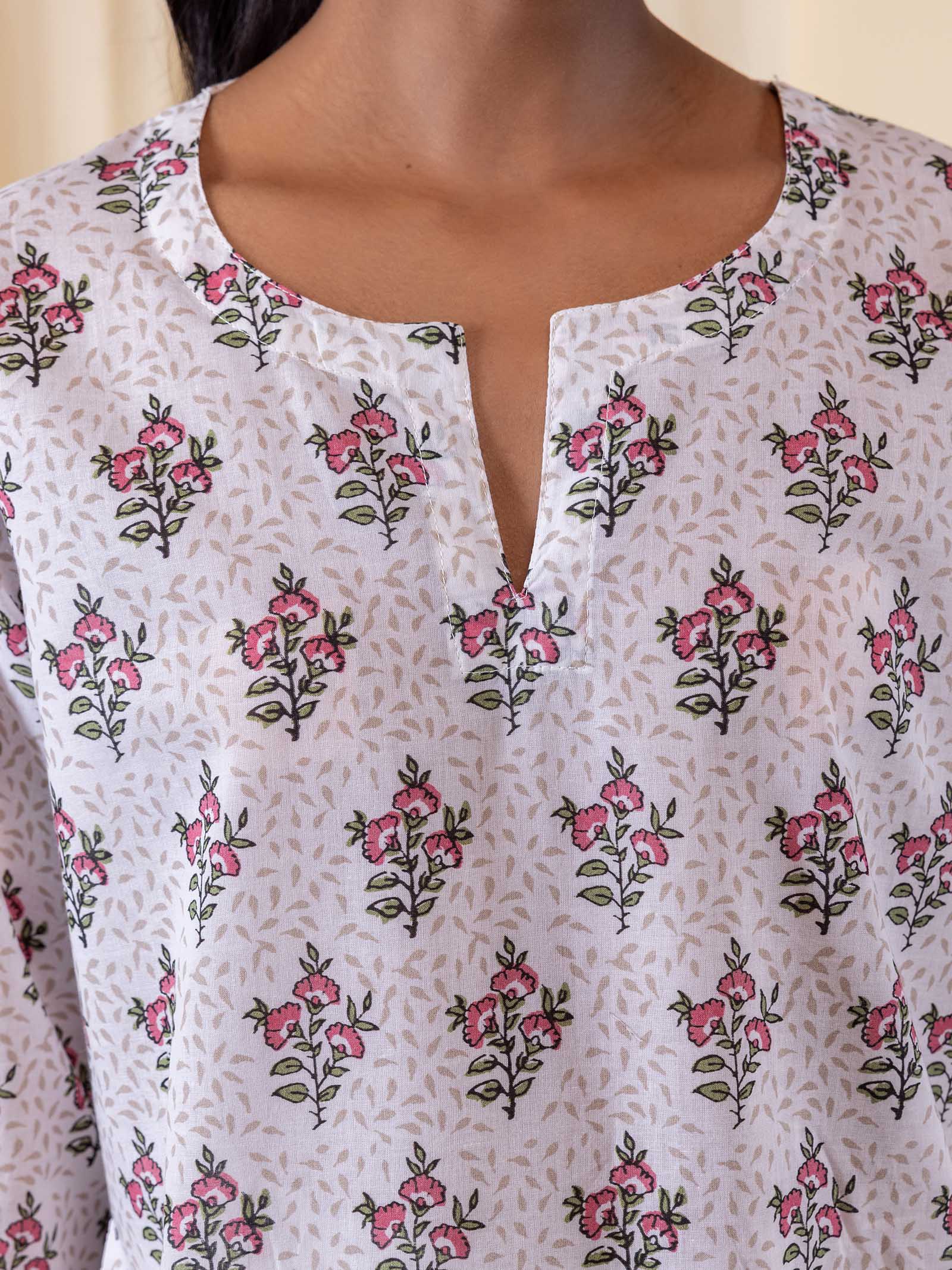 Rosy Whispers Cotton Night Suit
