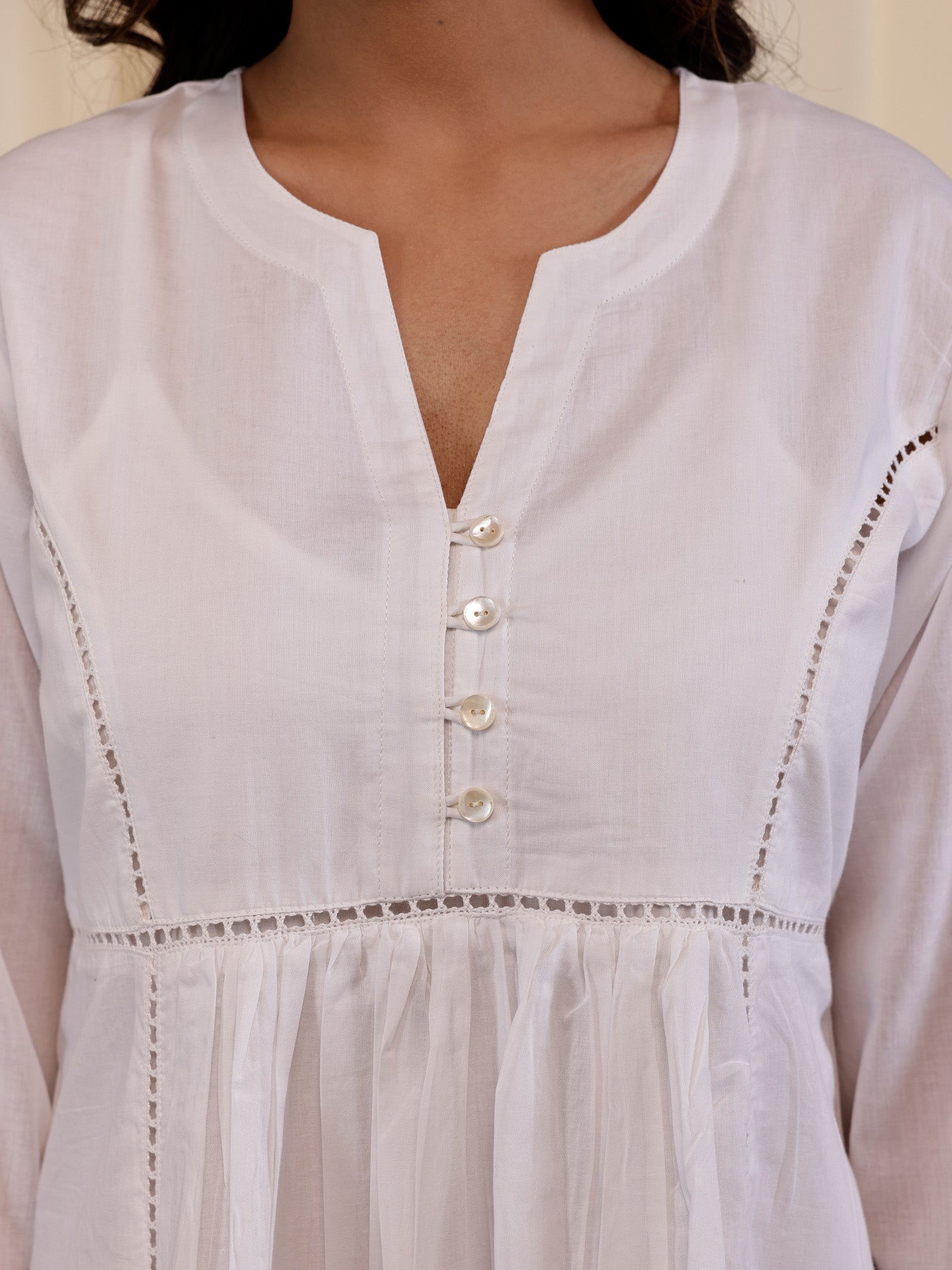 White Wash Frill Voile Dress