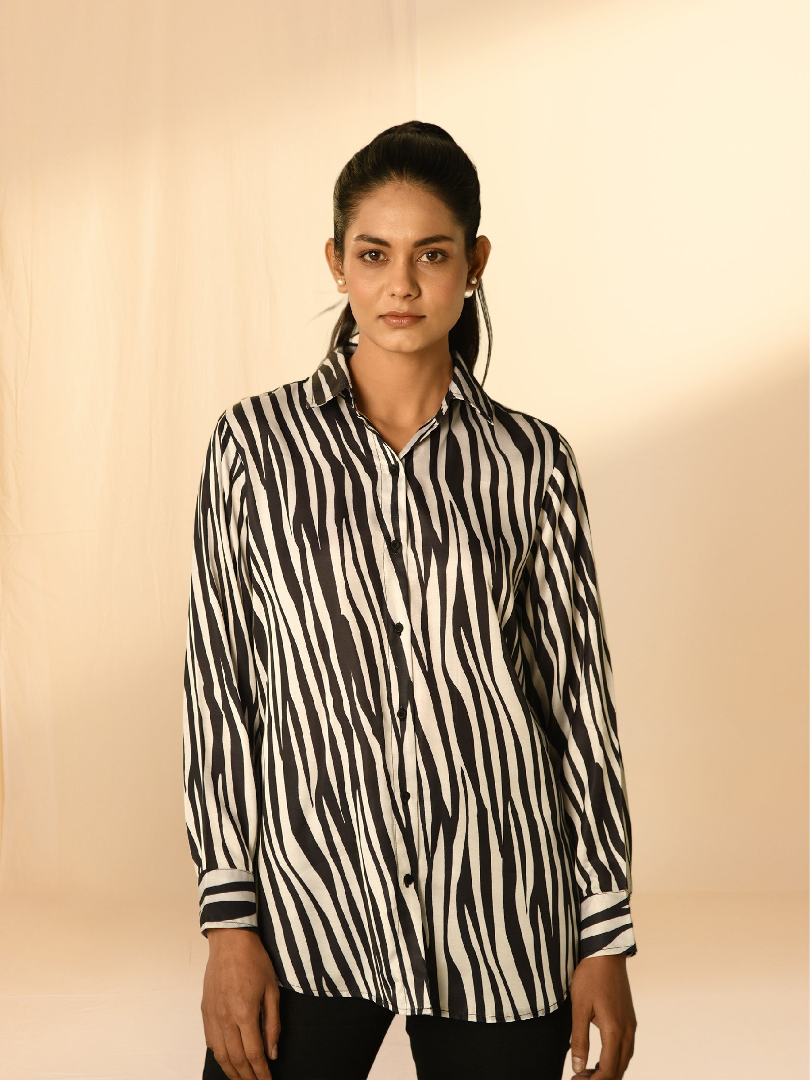 Zebra Crossing Satin Silk Shirt