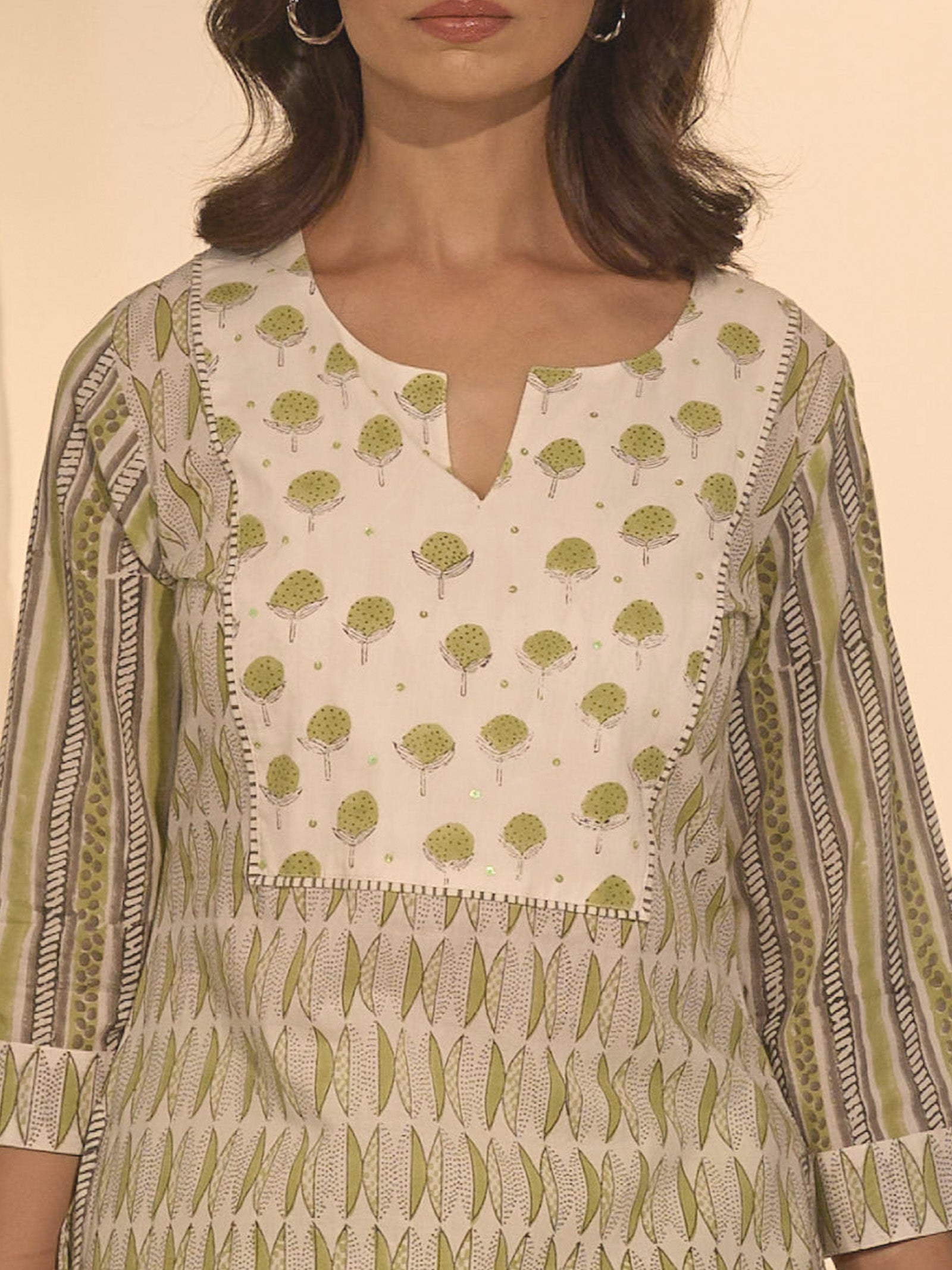 Tea Green Cotton Kurta