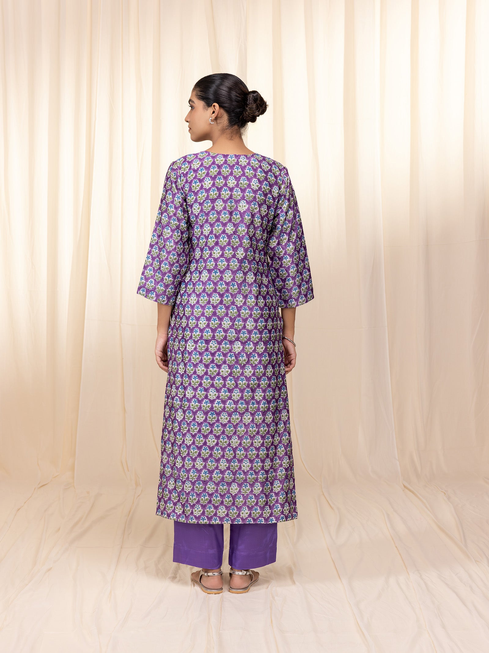 Sakhi Saheliya Purple Chanderi Kurta