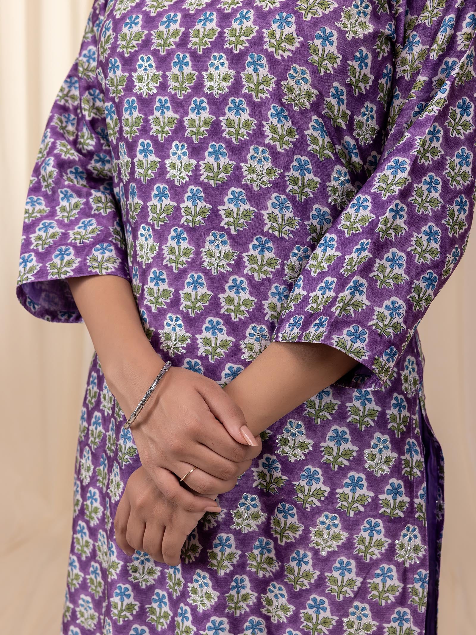 Sakhi Saheliya Purple Chanderi Kurta