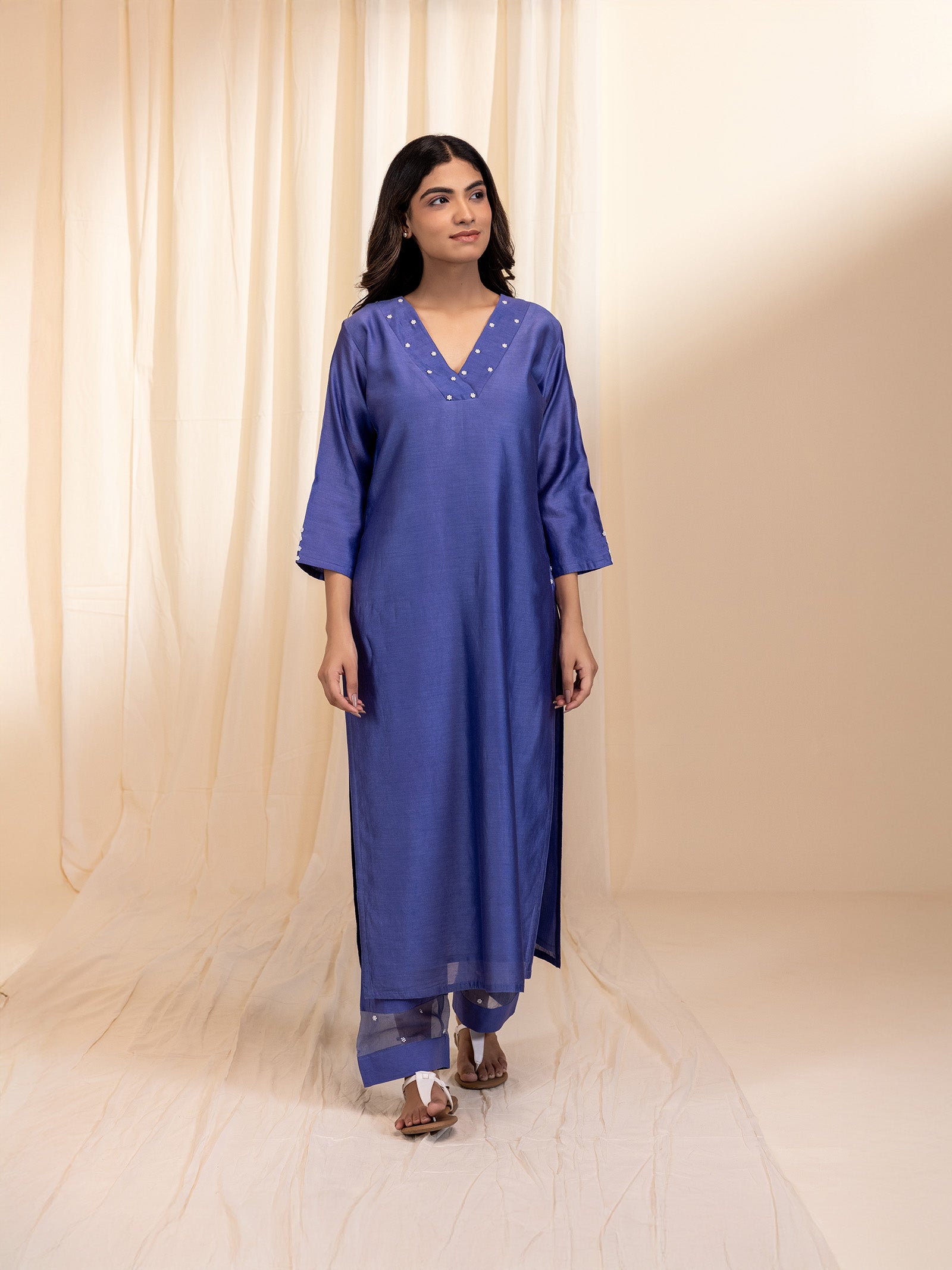 Celebration Purple Chanderi Kurta
