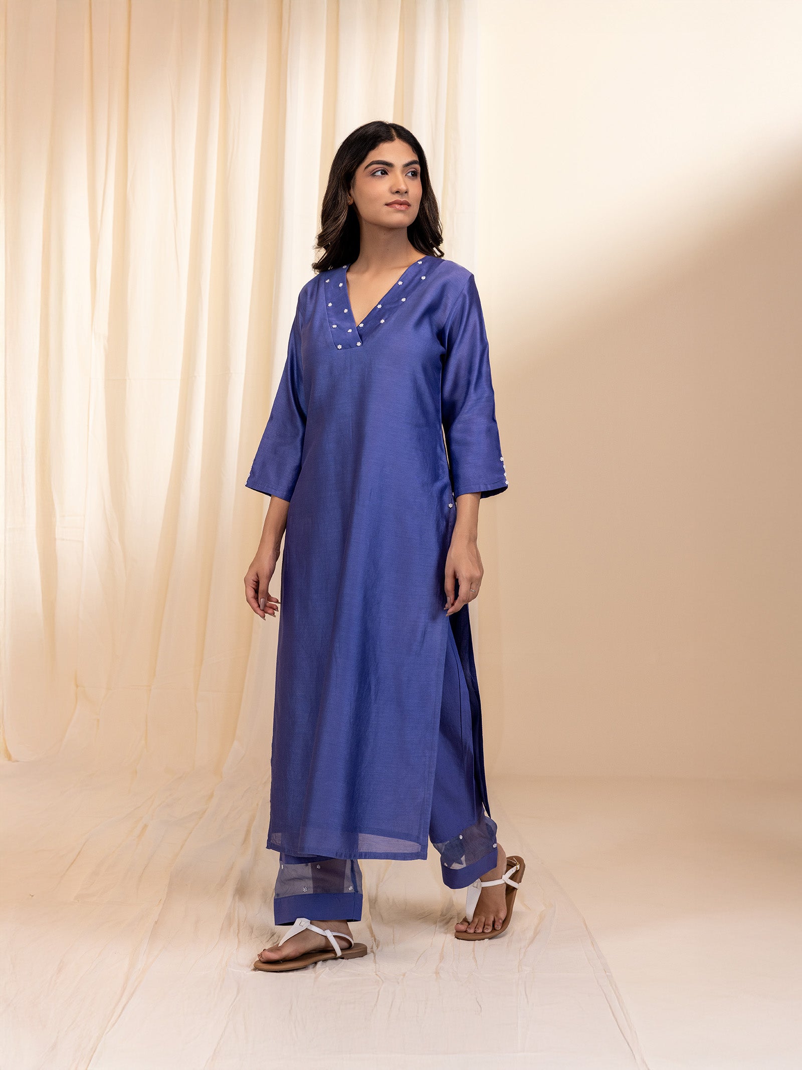 Celebration Purple Chanderi Kurta
