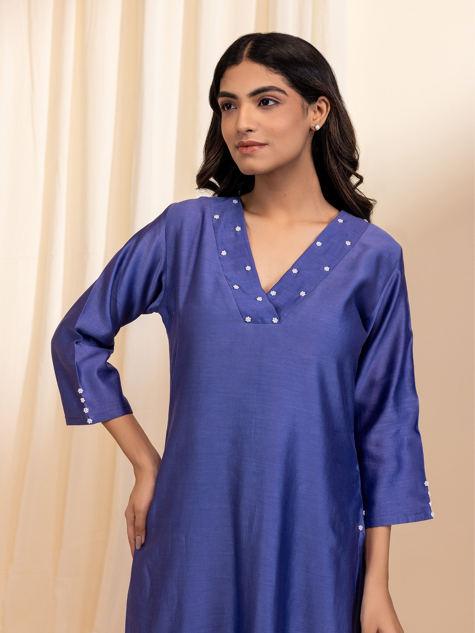 Celebration Purple Chanderi Kurta
