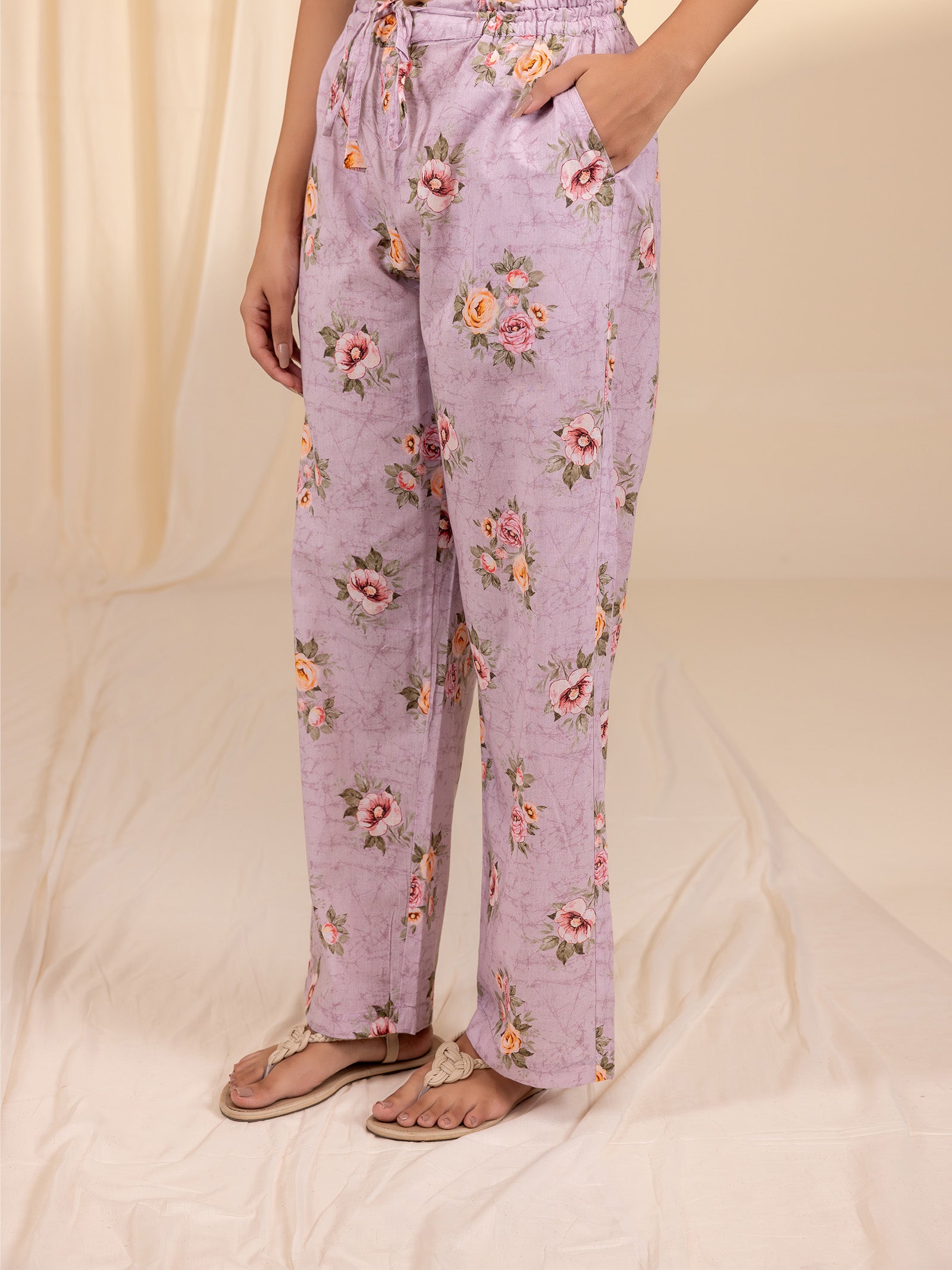 English Lavender Collared Voile Night Suit