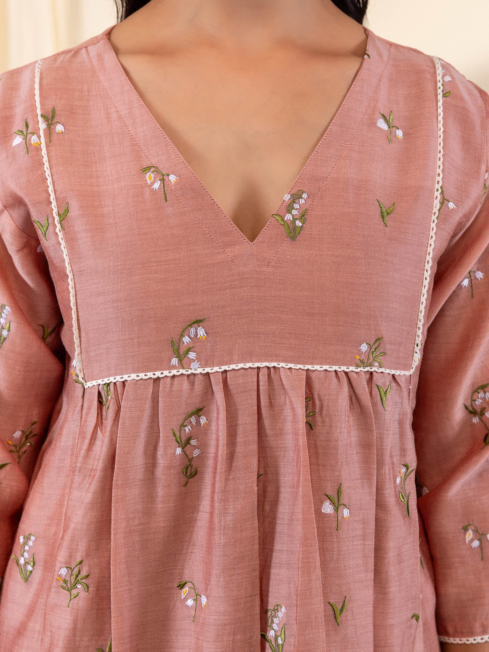 Alice In Wonderland Peach Chanderi Kurta