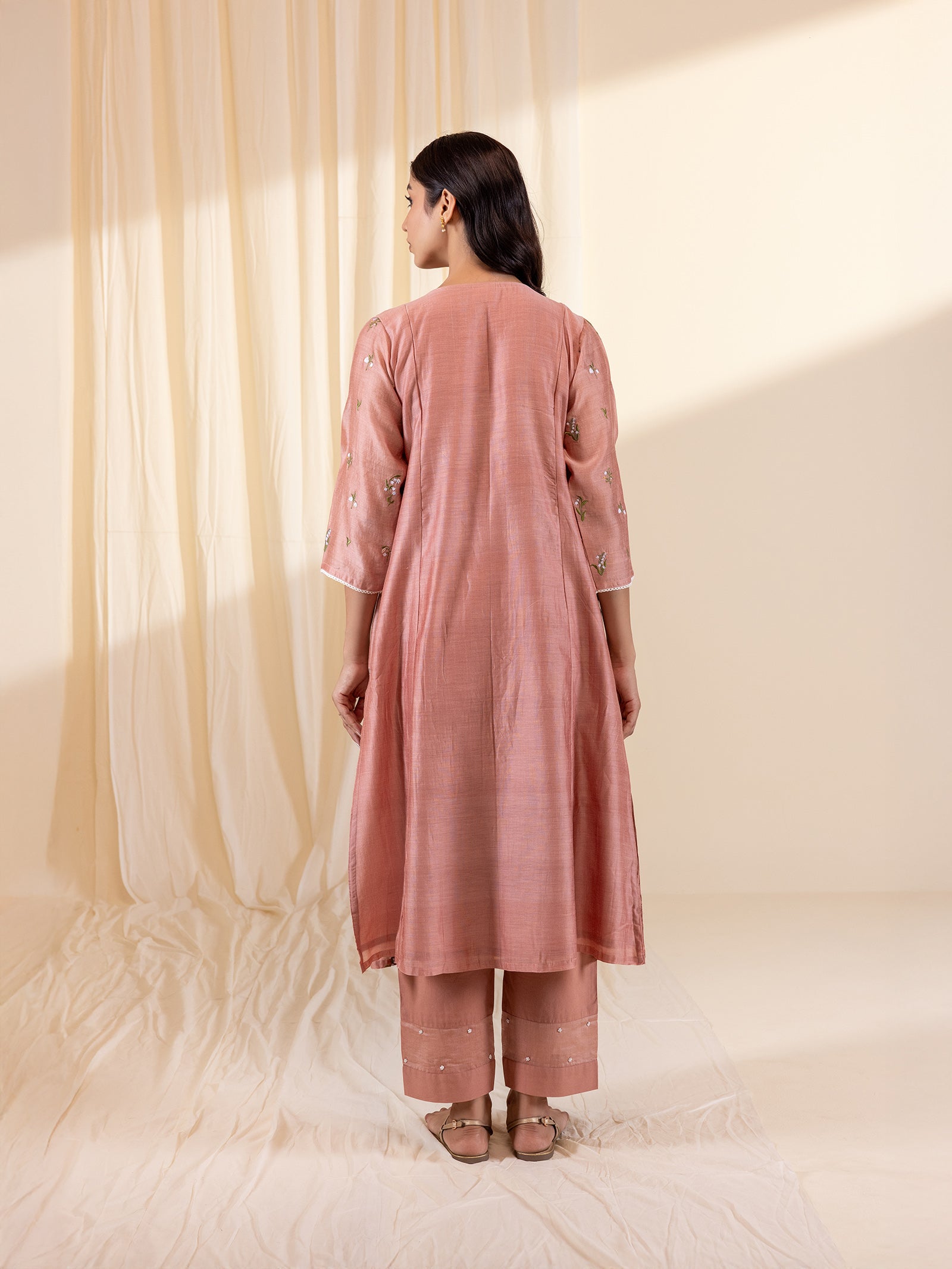 Alice In Wonderland Peach Chanderi Kurta