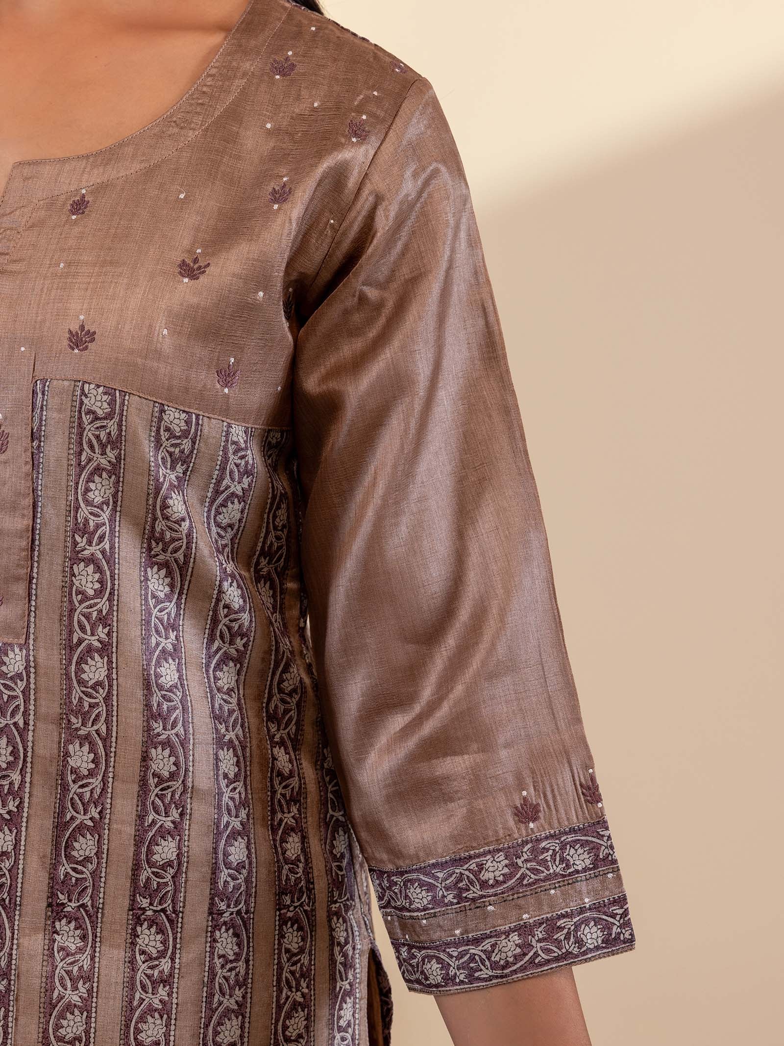 Chocolate Tussar Silk Kurta