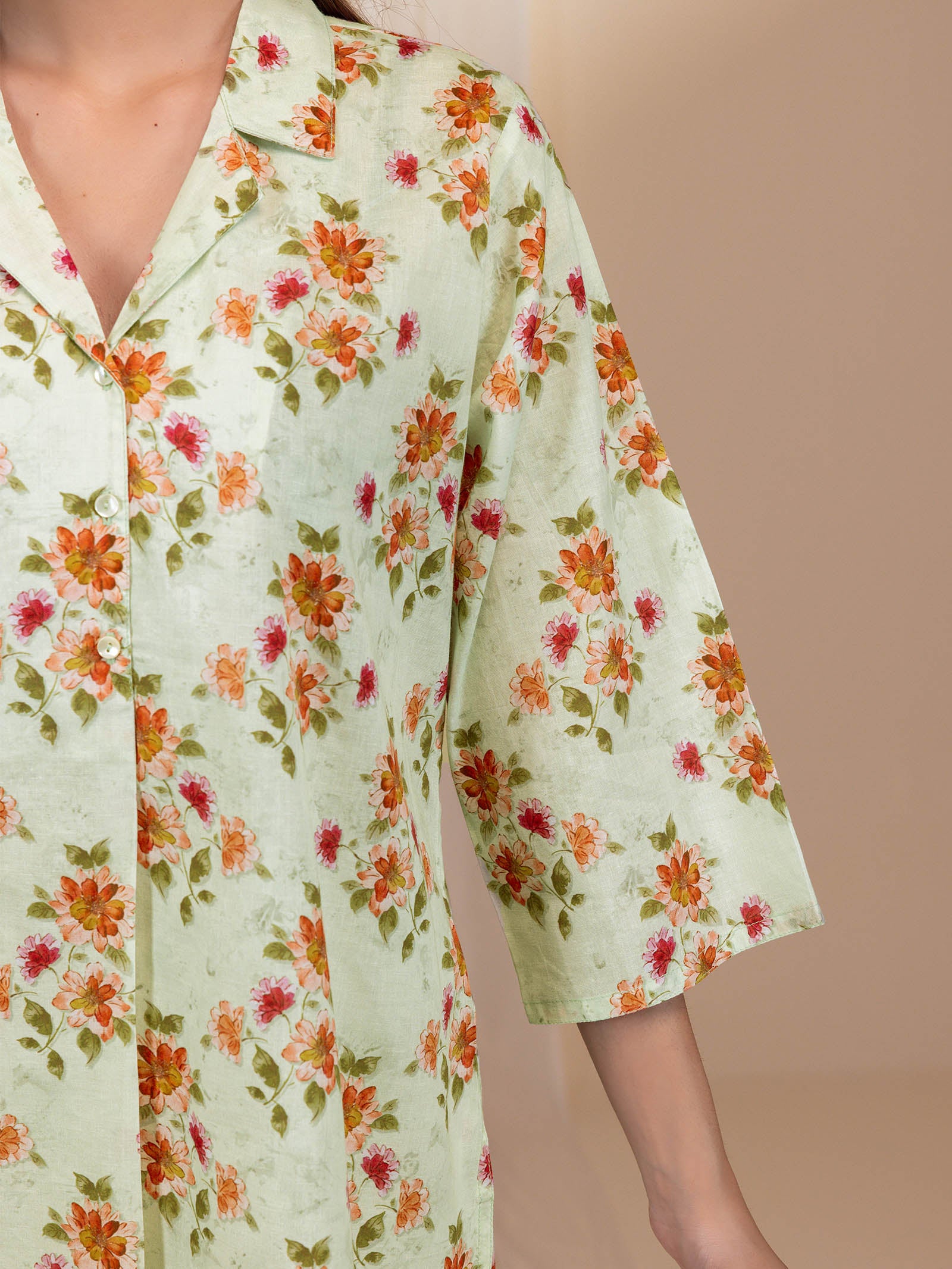 English Green Voile Night Suit