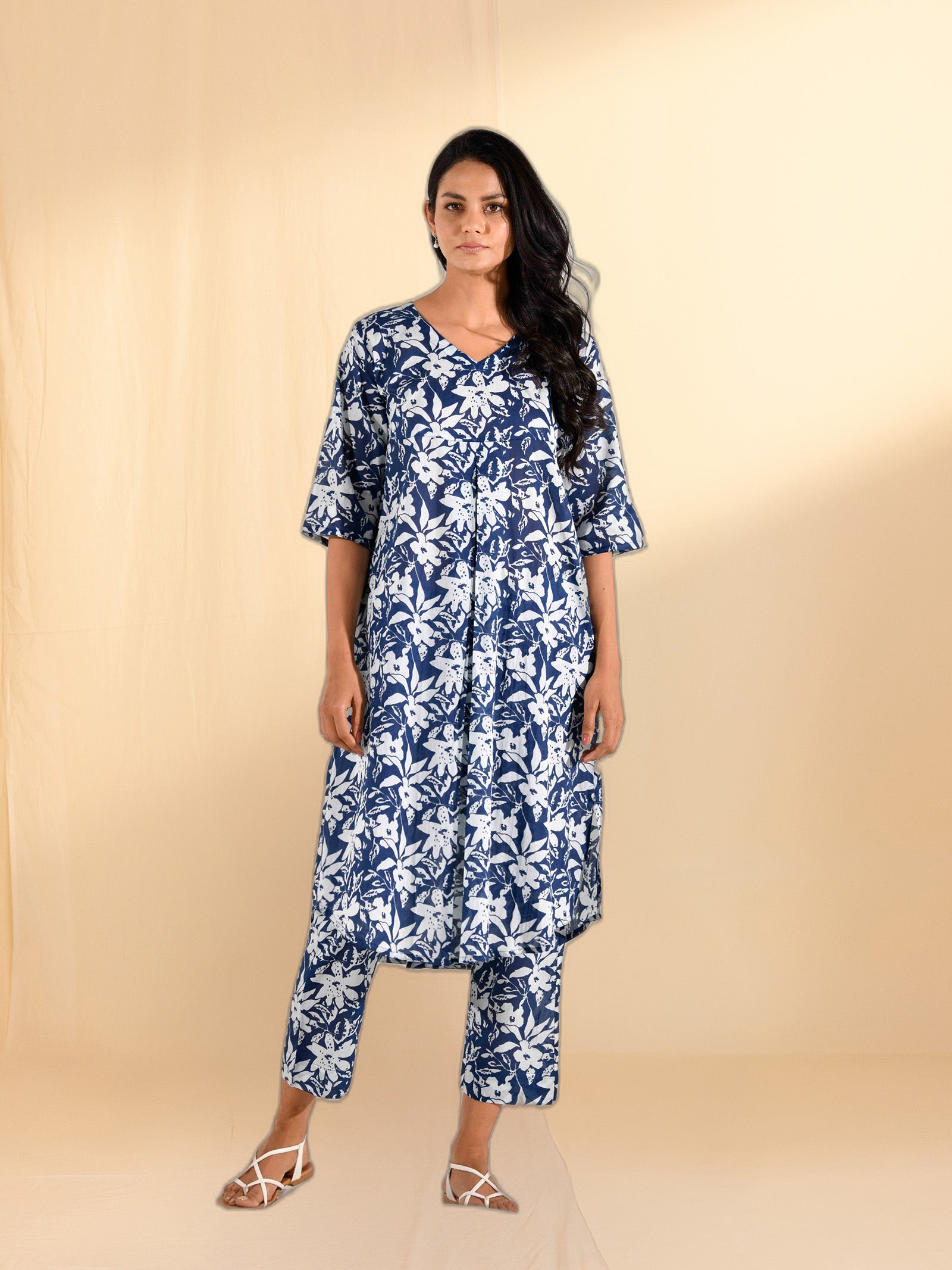 Ink Blue Voile Kurta