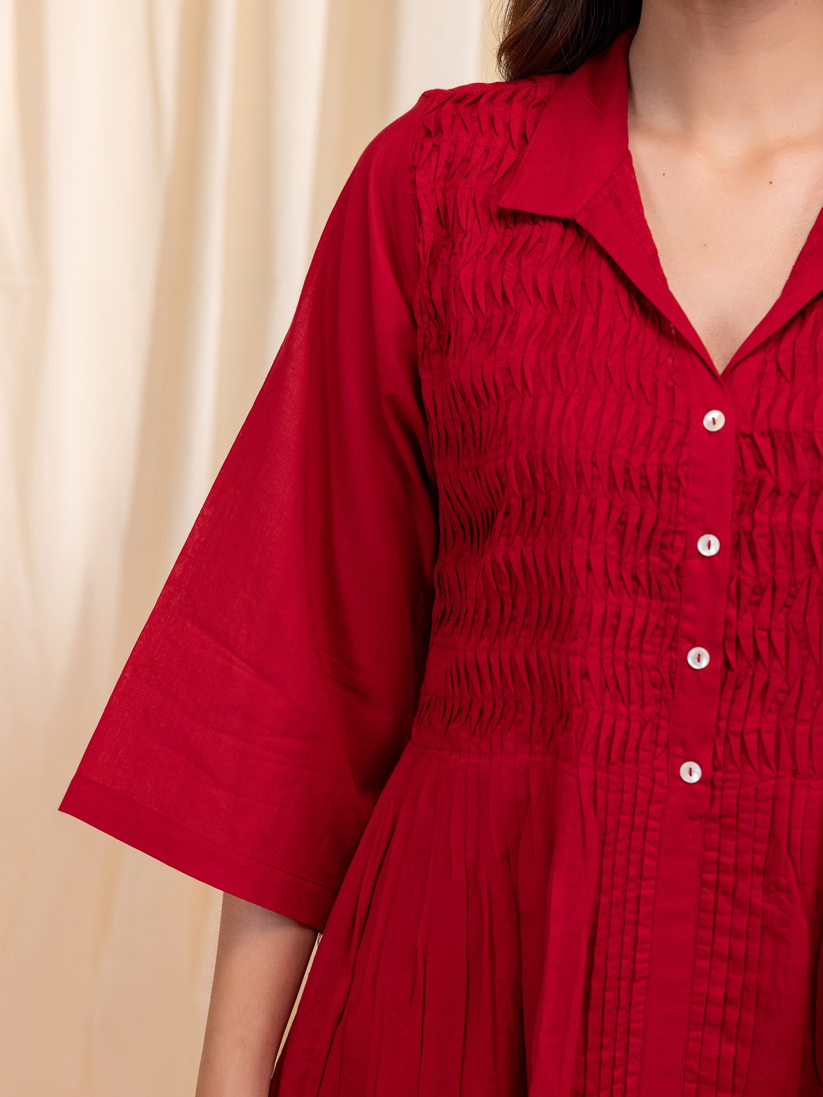 Colour Bracket Red Waves Voile Kurta