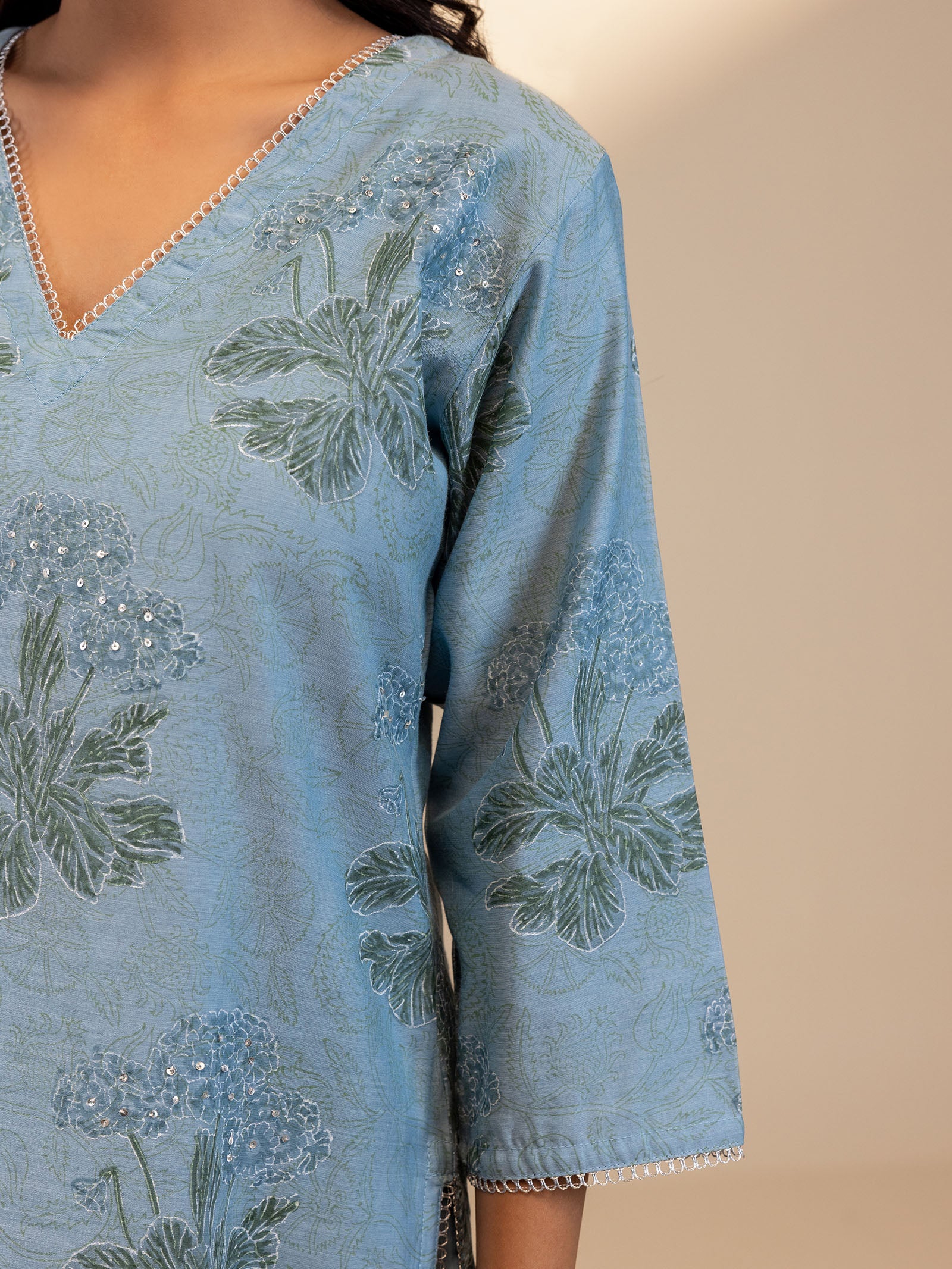 Silver Smith Blue Chanderi Kurta